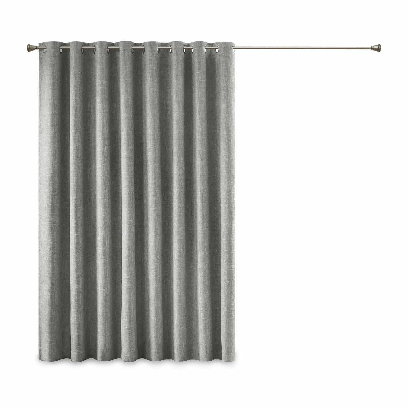 Sun Smart Maya Blackout Curtain Patio Single Window, Textured Heatherd Print, Grommet Top Living Room Décor, Thermal Insulated Light Blocking Drape for Bedroom and Apartments, 100x84, Grey