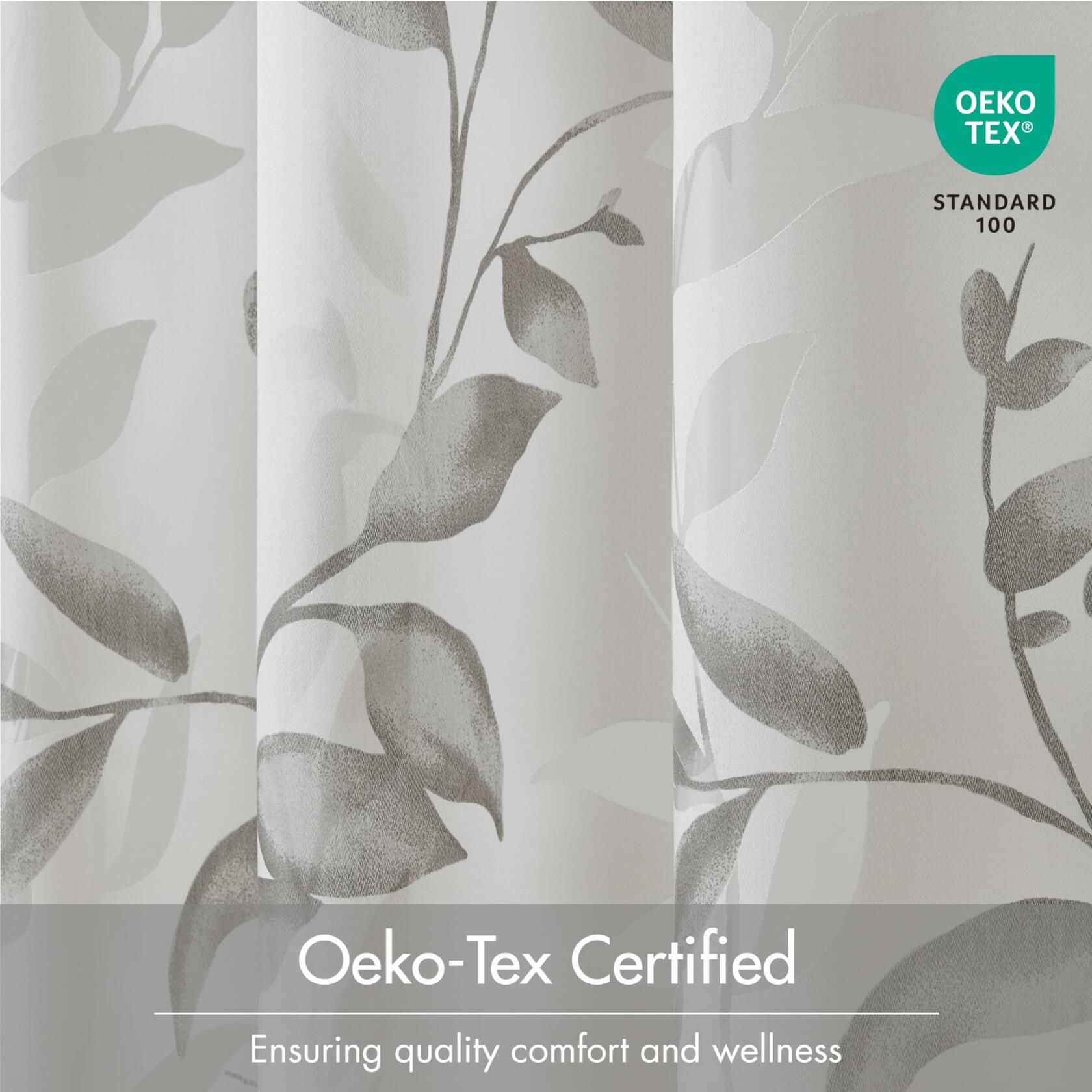 Madison Park Cecily Semi Sheer SINGLE Panel Window Curtain Burnout Botanical Print, Easy To Hang, Fits up to 1.25" Diameter Rod, 50" x 95", Leaves Grey