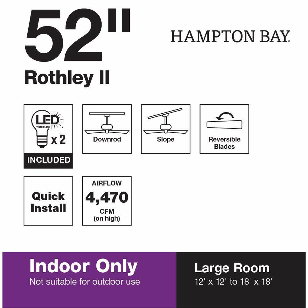 Hampton Bay Rothley II 52 in. Brushed Nickel LED Ceiling Fan with Light Kit