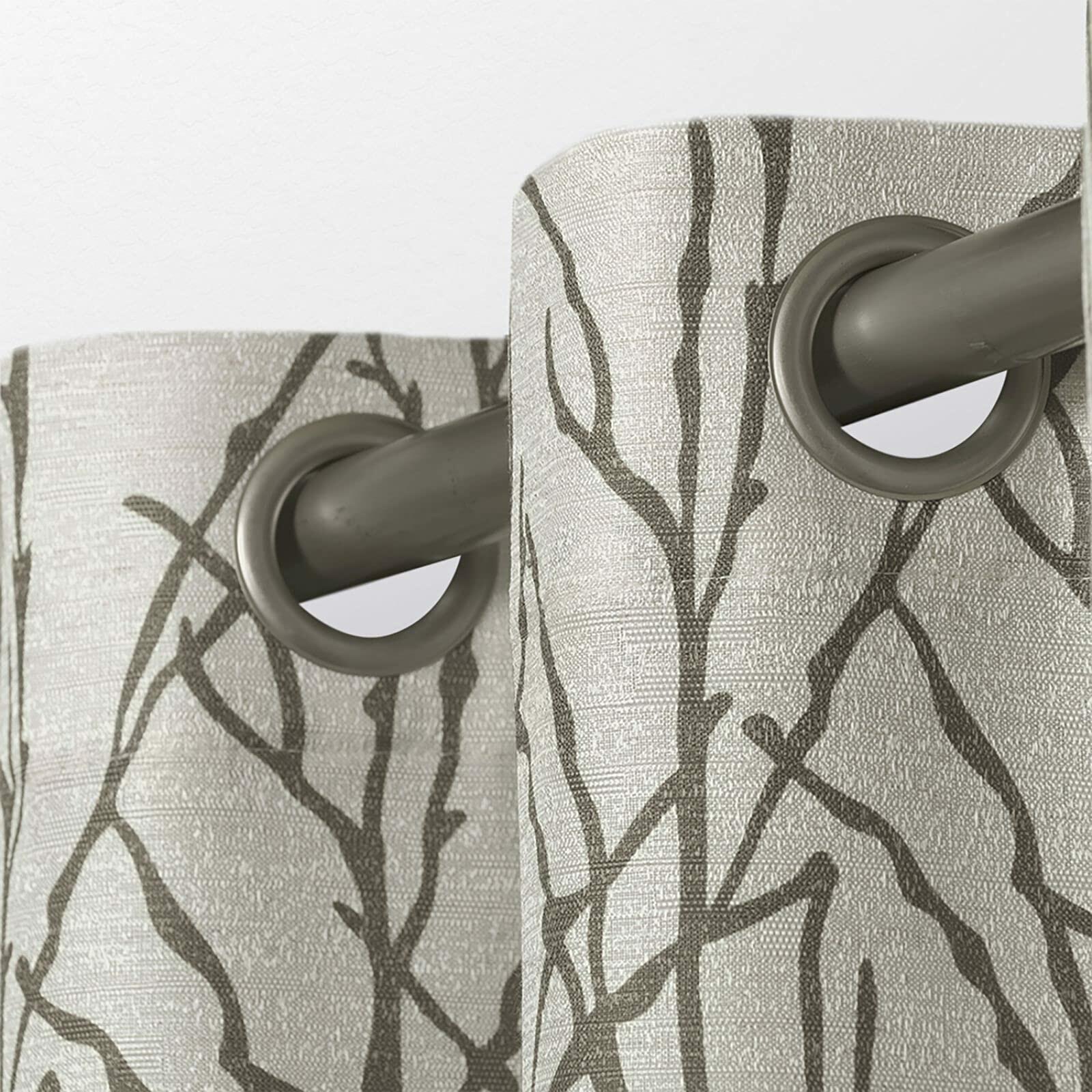 EXCLUSIVE HOME Branches Linen Blend Grommet Top Curtain Panel Pair, 54"x84", Natural