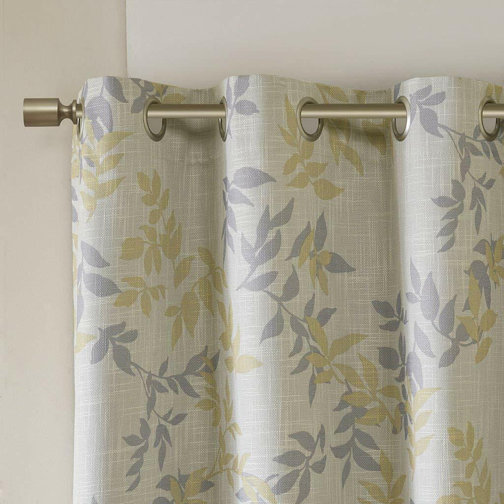 Sun Smart SunSmart Julie Botanical Print Blackout, Casual Grommet Window Curtain For Bed Living Room Kitchen, Black, 1-Panel Pack, 50x84, Yellow