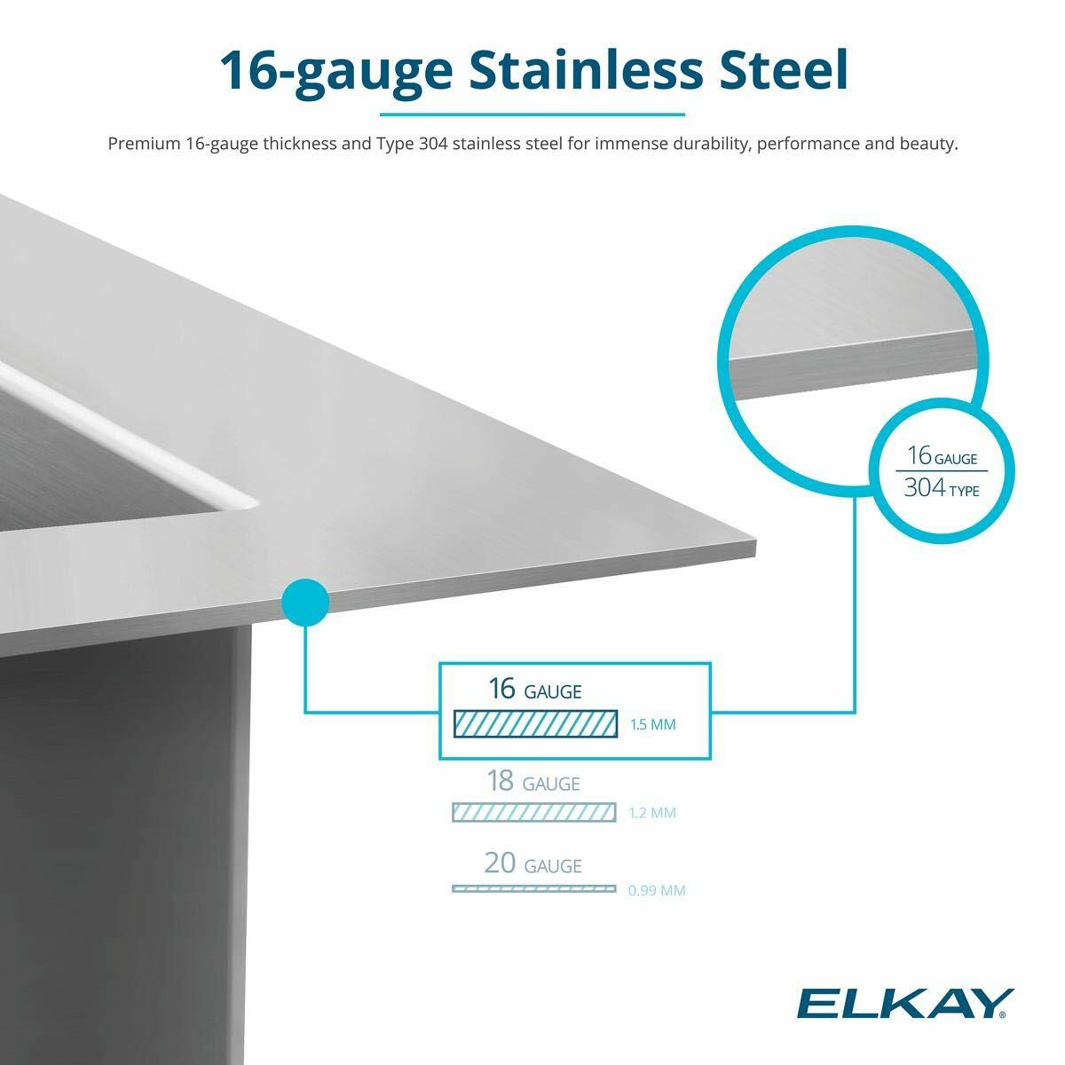Elkay EFRU211510TC Crosstown 23-1/2" Undermount Single Basin Stainless Steel Kitchen Sink with Basin Rack and Basket Strainer - Stainless Steel