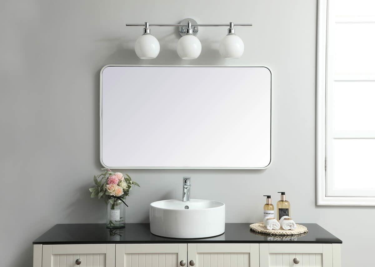Elegant Decor Evermore 24x40 Soft Corner Metal Rectangular Mirror in Brass