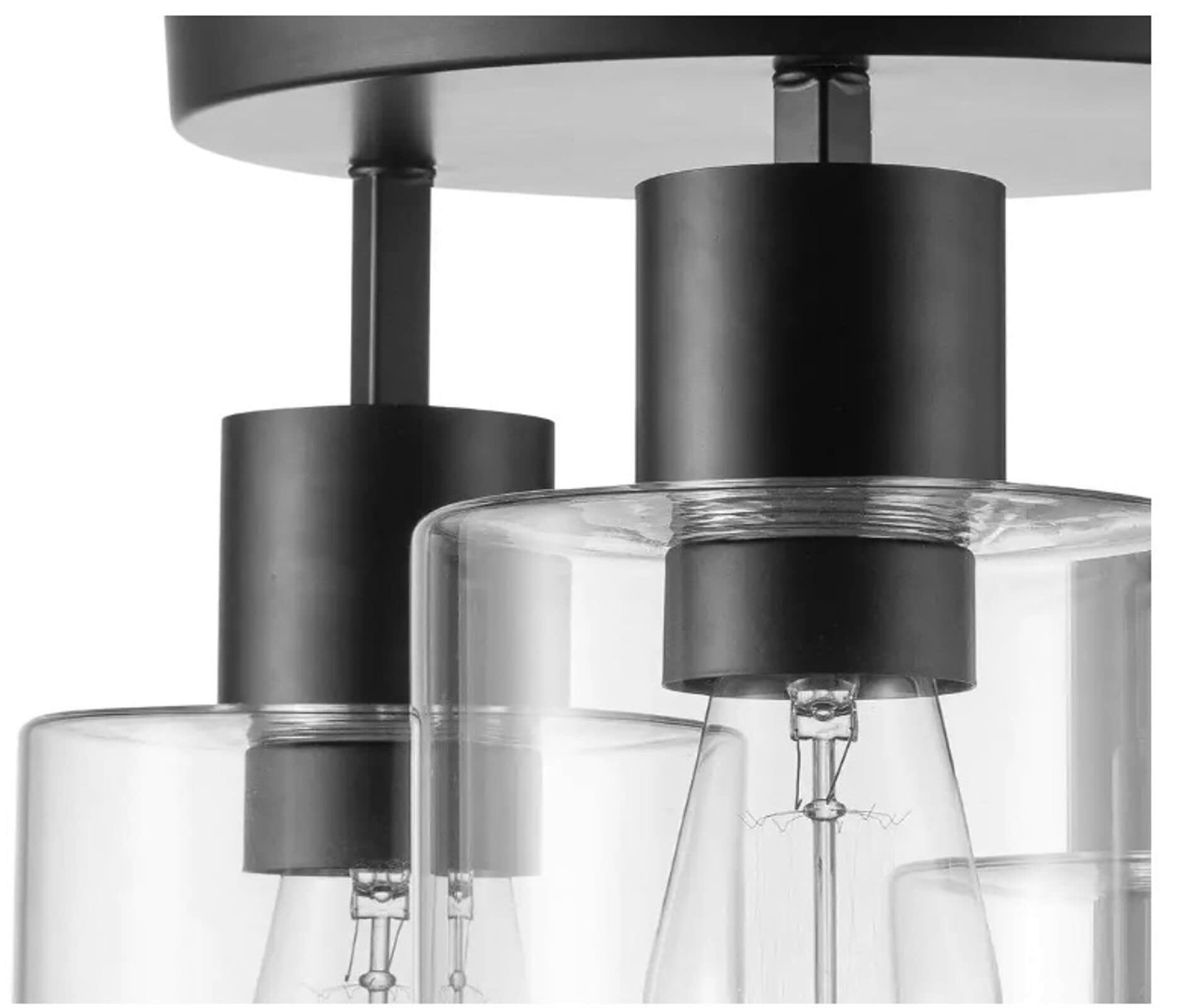 Home Decorators Sutton Place 14 in. 3-Light Matte Black Flush Mount, Farmhouse Ceiling Light