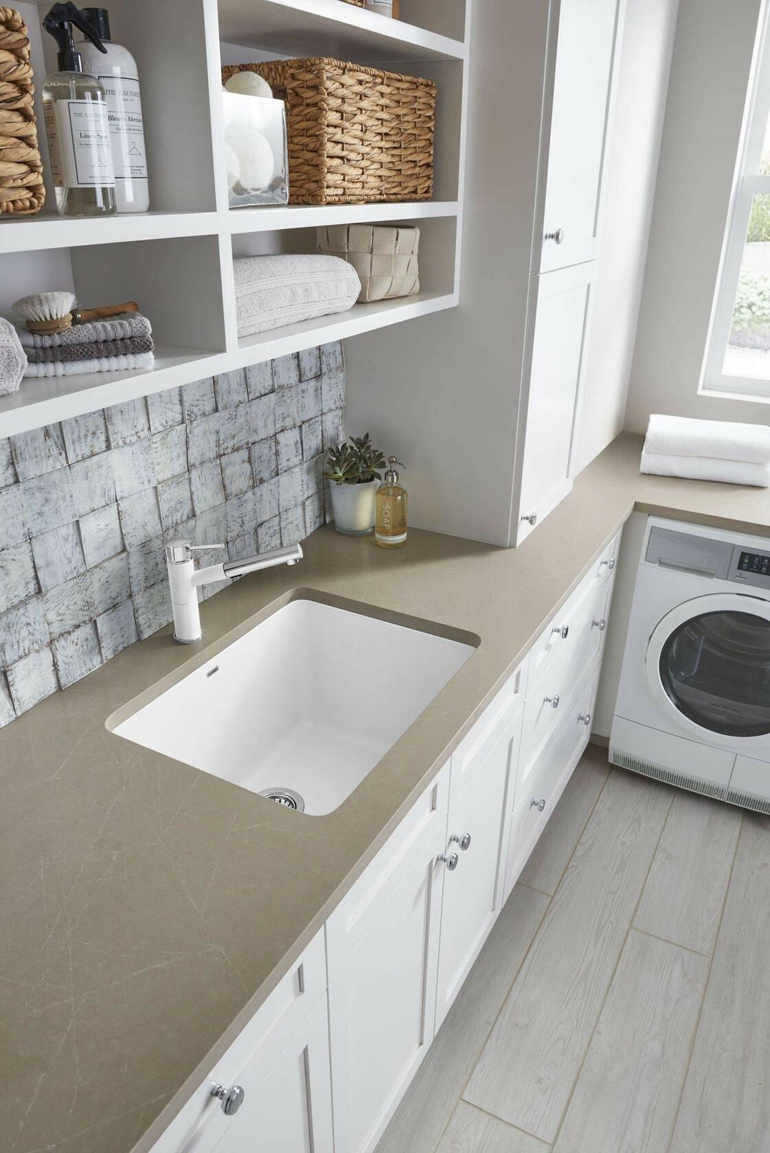 BLANCO 401923 LIVEN Drop-in or Undermount Laundry Sink, 25" L x 22" W x 12" D, Cinder