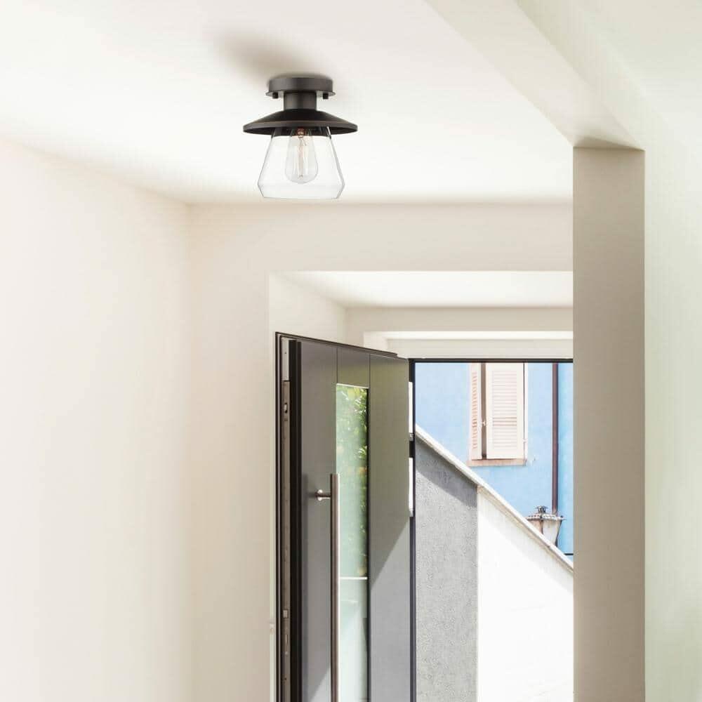 Northmoore 1-Light Oil Rubbed Bronze and Glass Semi-Flush Mount