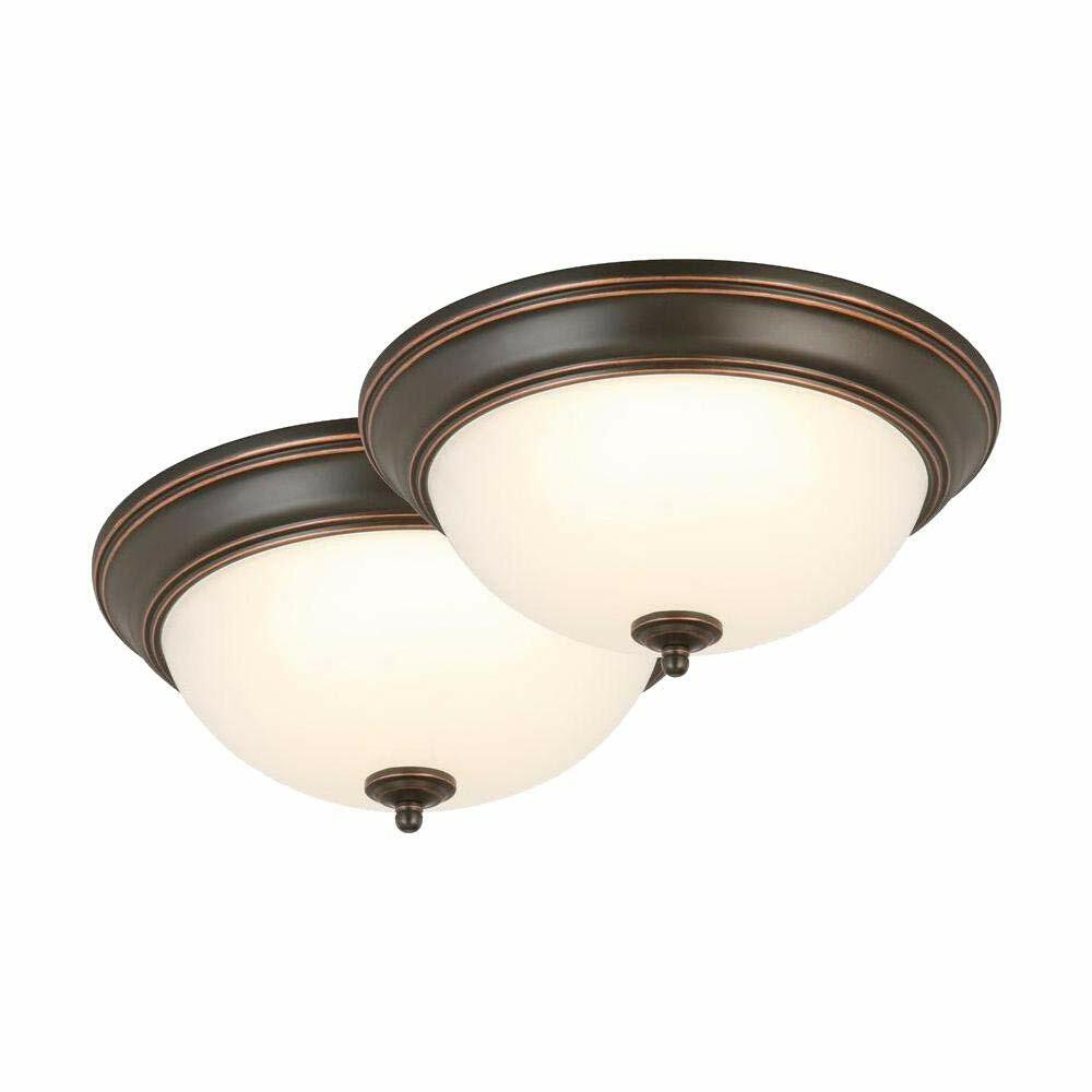 Commercial Electric 13 in. Oil-Rubbed Bronze LED Twin Pack Flushmount