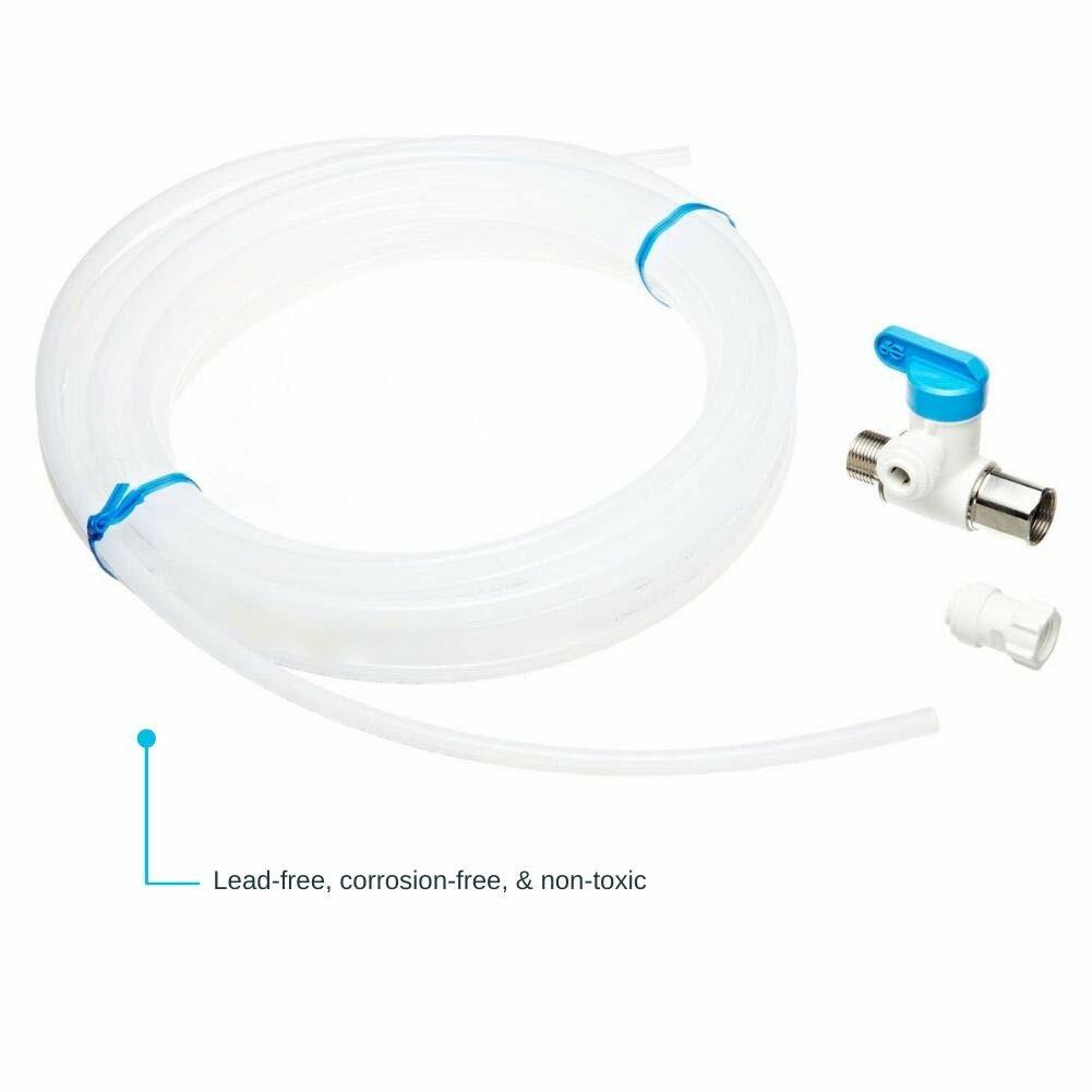 John Guest Ice Maker Connection Kit with Angle Stop Adapter Valve, Push to Connect Plastic Plumbing Fittings, White, ICE MAKER KIT