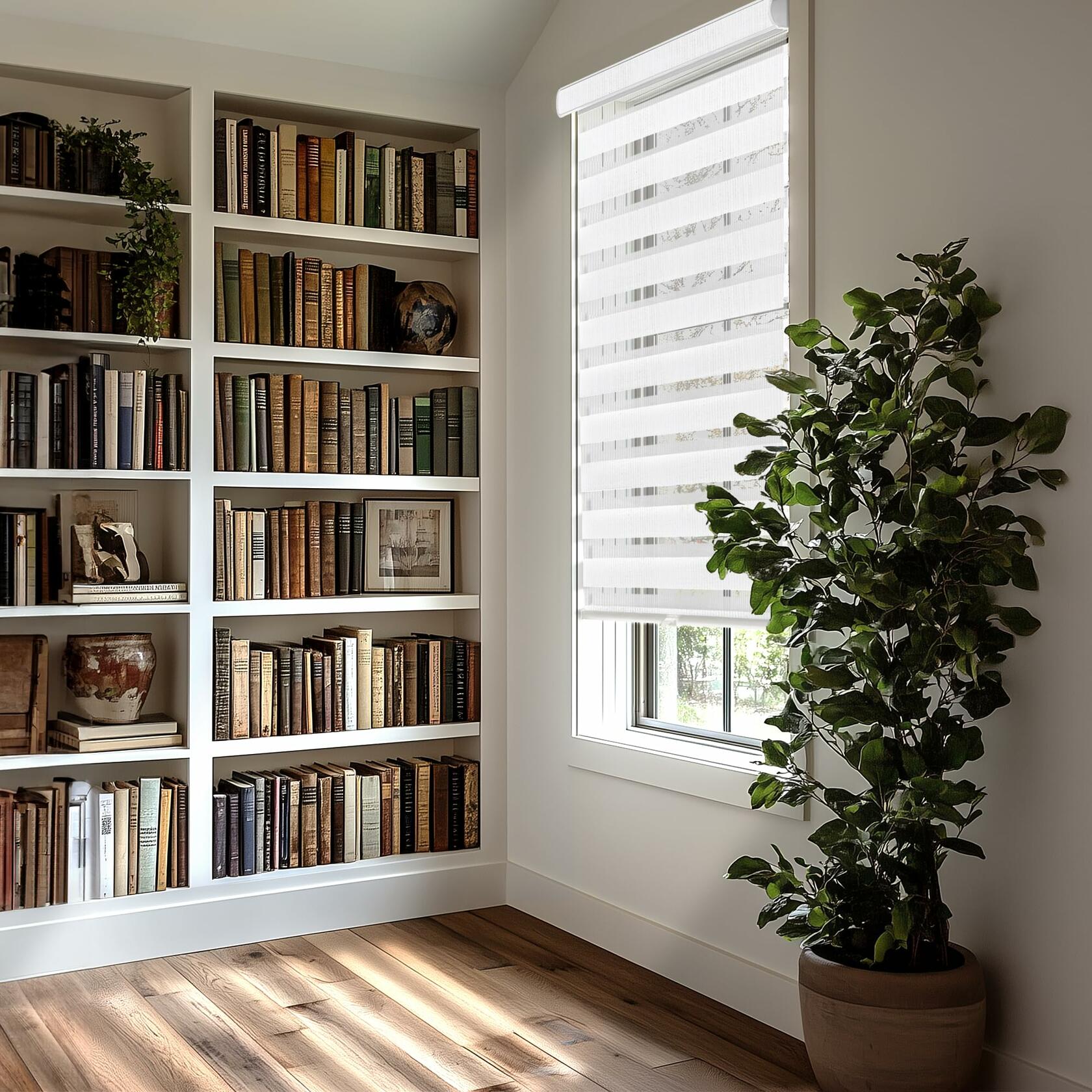 CHICOLOGY Zebra Blinds, Roller Window Shades, Blinds for Windows, Roller Shades for Windows, Window Shades for Home, Window Shades, Pull Down Shades for Windows, 47" W X 72" H, Basic Arctic