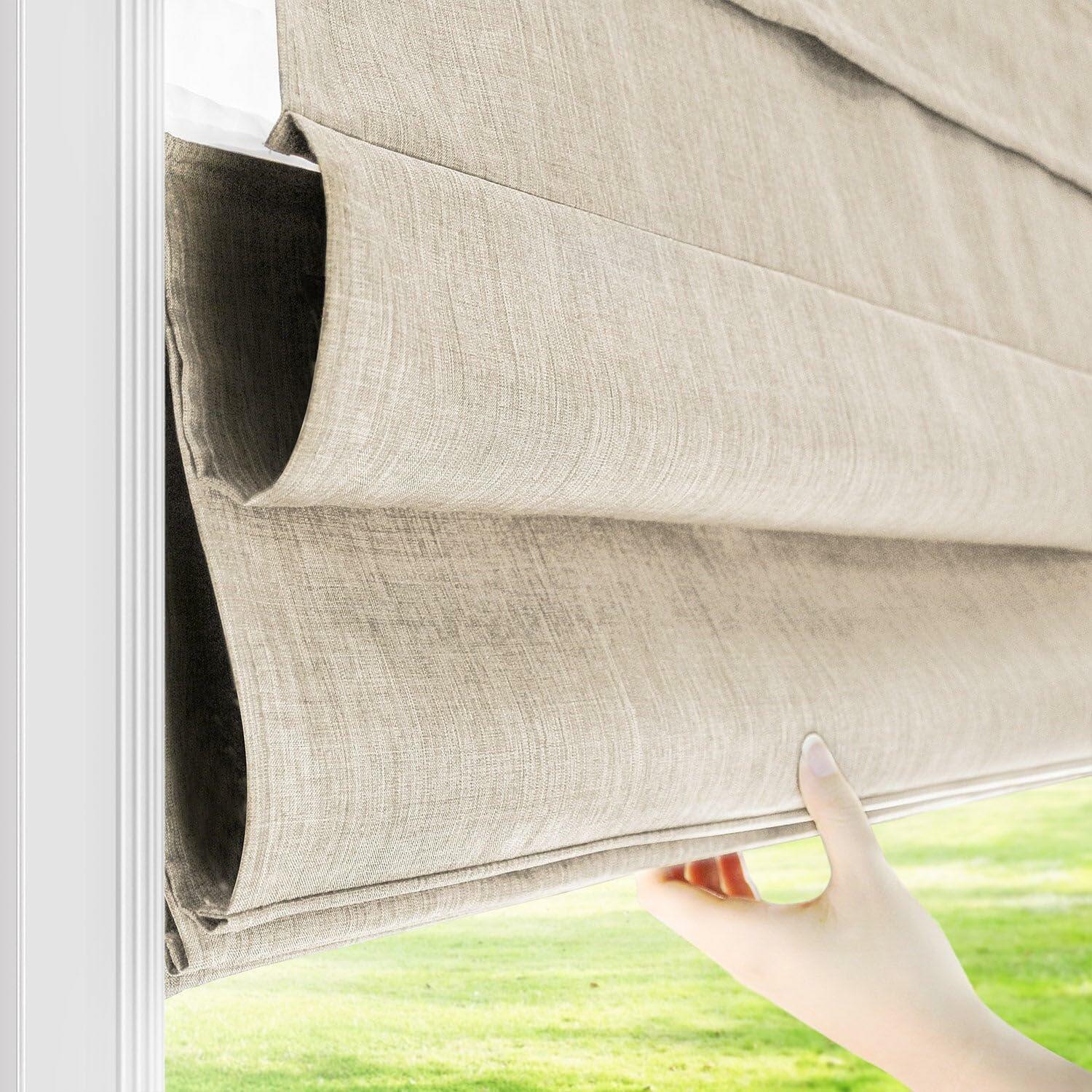 CHICOLOGY Roman Shades for Windows, Window Treatments, Roman Shades, Roman Window Shades, Room Darkening Shades, Window Shades, 32" W X 64" H, Belgian Flax (Privacy & Light Filtering)