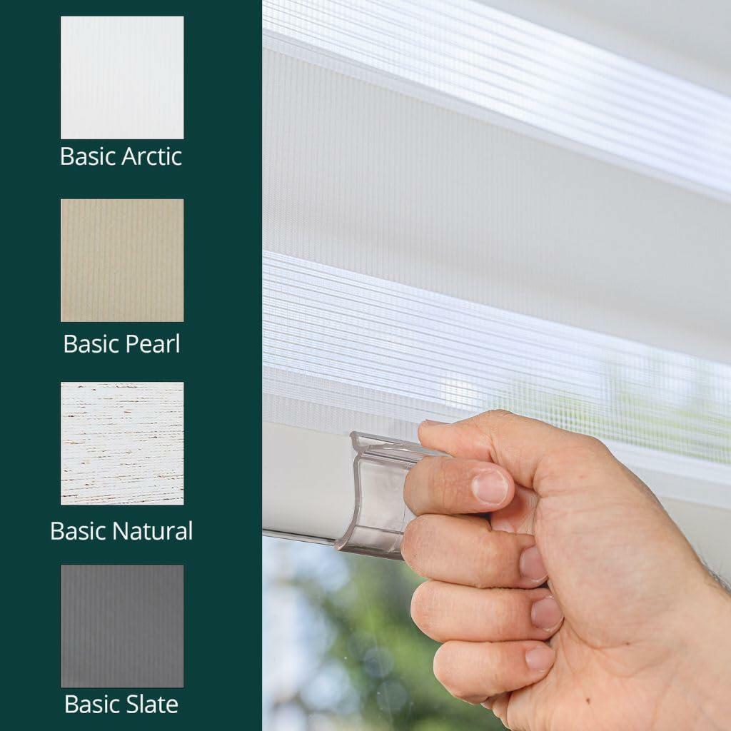 CHICOLOGY Zebra Blinds, Roller Window Shades, Blinds for Windows, Roller Shades for Windows, Window Shades for Home, Window Shades, Pull Down Shades for Windows, 34.5" W X 72" H, Basic Arctic
