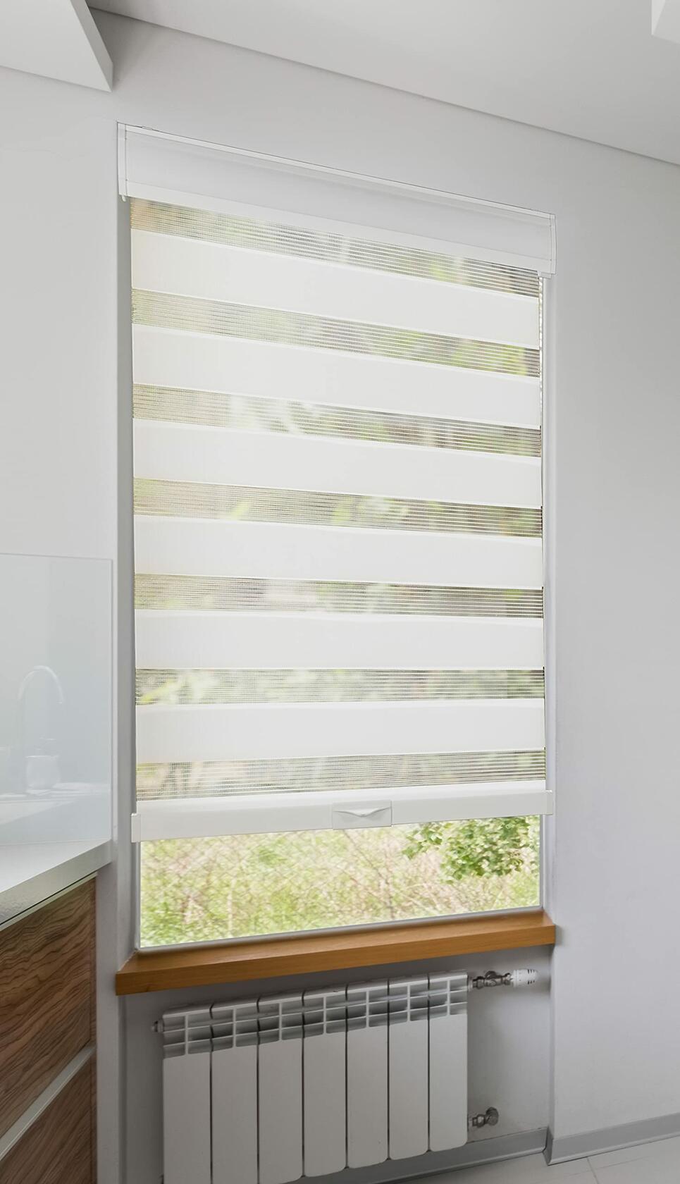 Lumi Cordless Light Filtering Zebra Shades - White 23" x 72"
