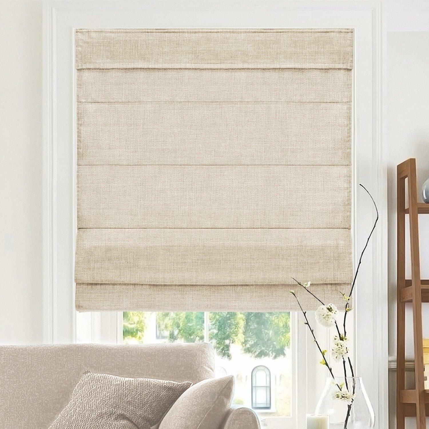CHICOLOGY Roman Shades for Windows, Window Treatments, Roman Shades, Roman Window Shades, Room Darkening Shades, Window Shades, 24" W X 72" H, Belgian Flax (Privacy & Light Filtering)