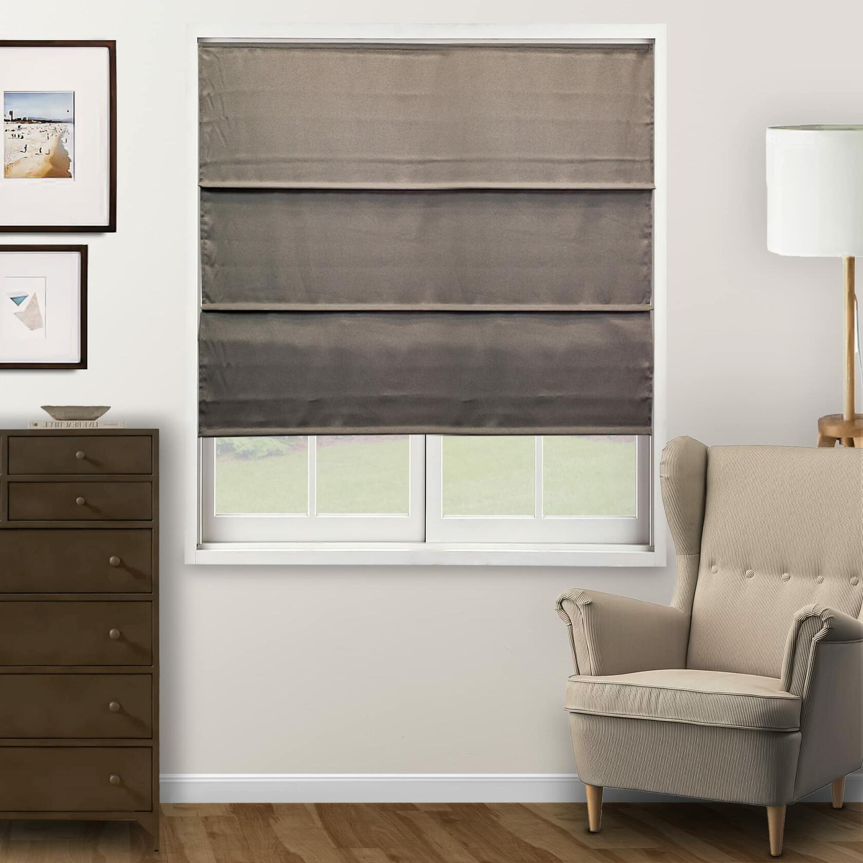 CHICOLOGY Roman Shades for Windows, Roman Window Shades, Roman Shades, Window Treatments, Window Shades for Home, Window Shade, Ridgewood Dark Elm (Privacy & Light Filtering), 36" W X 72" H