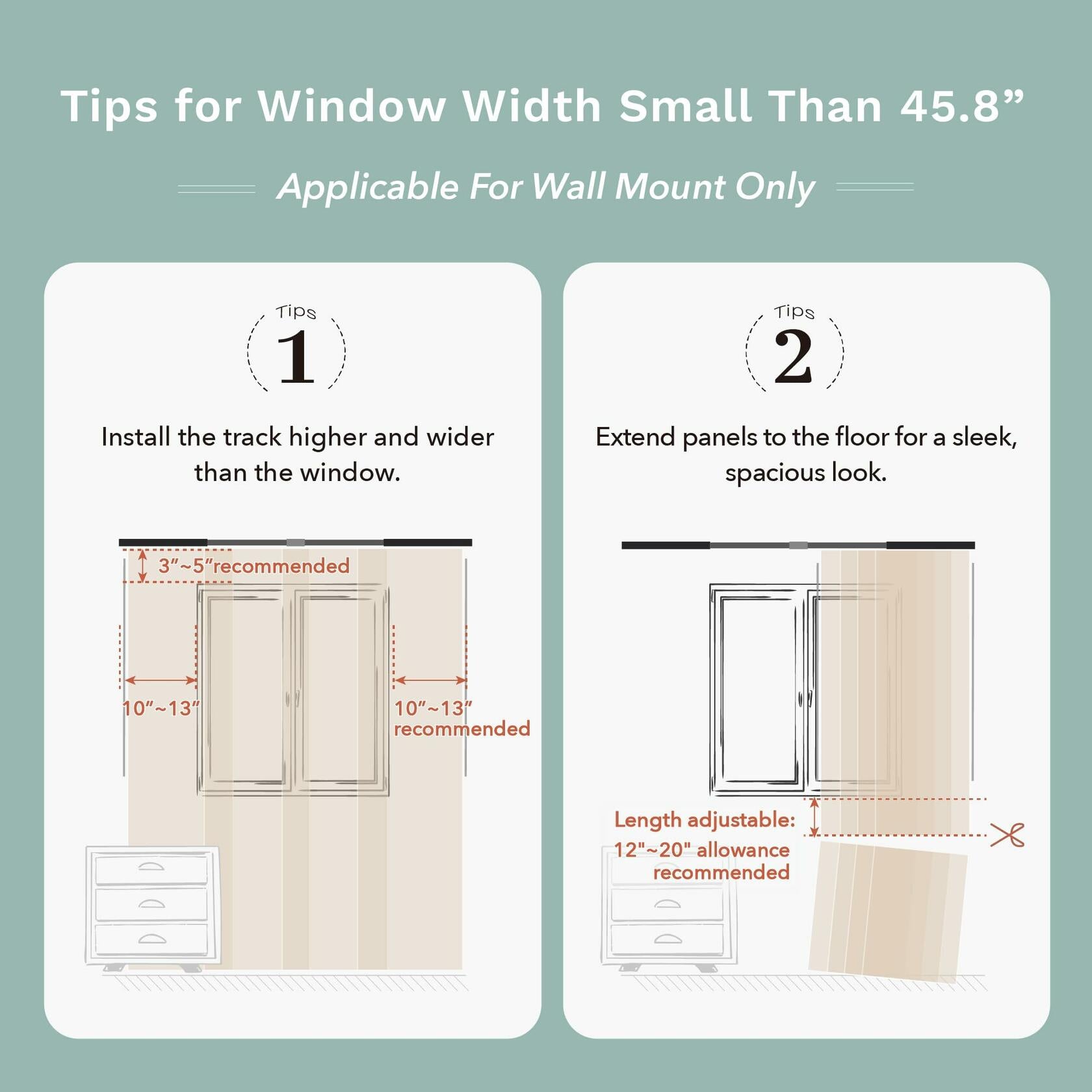 GoDear Design 99.99% Blackout Adjustable Sliding Door Blinds, Privacy Curtain Panels, Extendable Track from 45.8" to 86" W, Trimmable Fabric Panel Up to 96" H, Snowfall Night