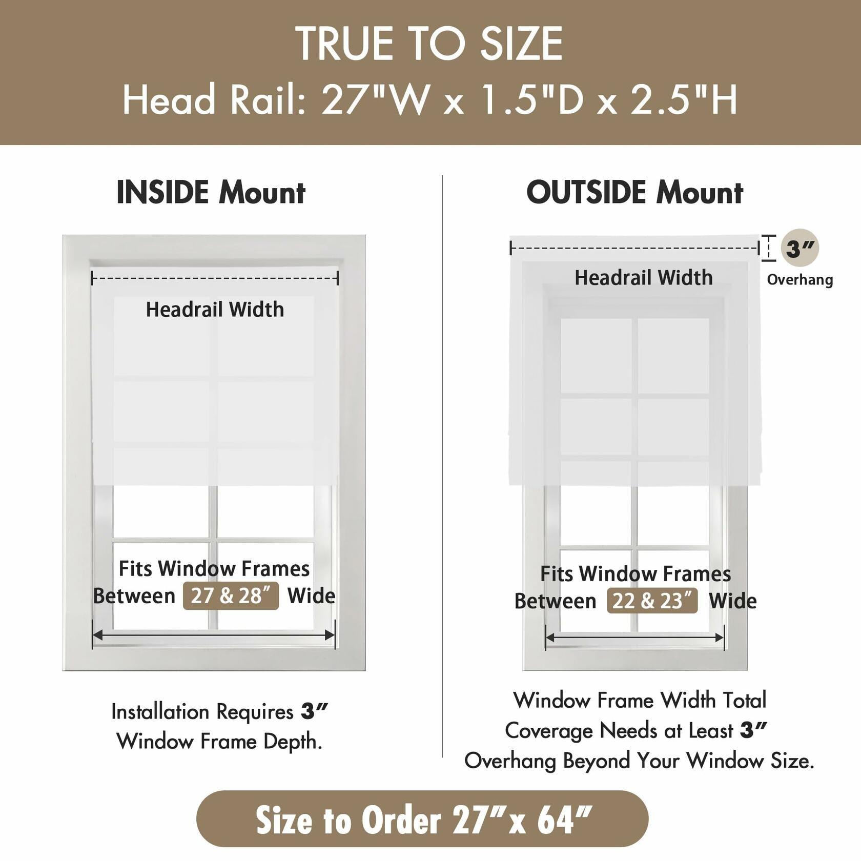 Madison Park Galen Cordless Roman Shade, 27" W x 64" H, White – 100% Blackout, Thermal Insulated, Energy Efficient Window Blind with Subtle Sheen Basketweave Fabric for Privacy
