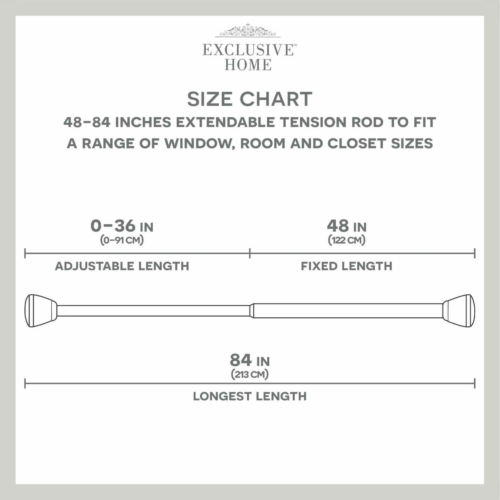EXCLUSIVE HOME Tension Rod, Brushed Nickel, Adjustable 48"-84"