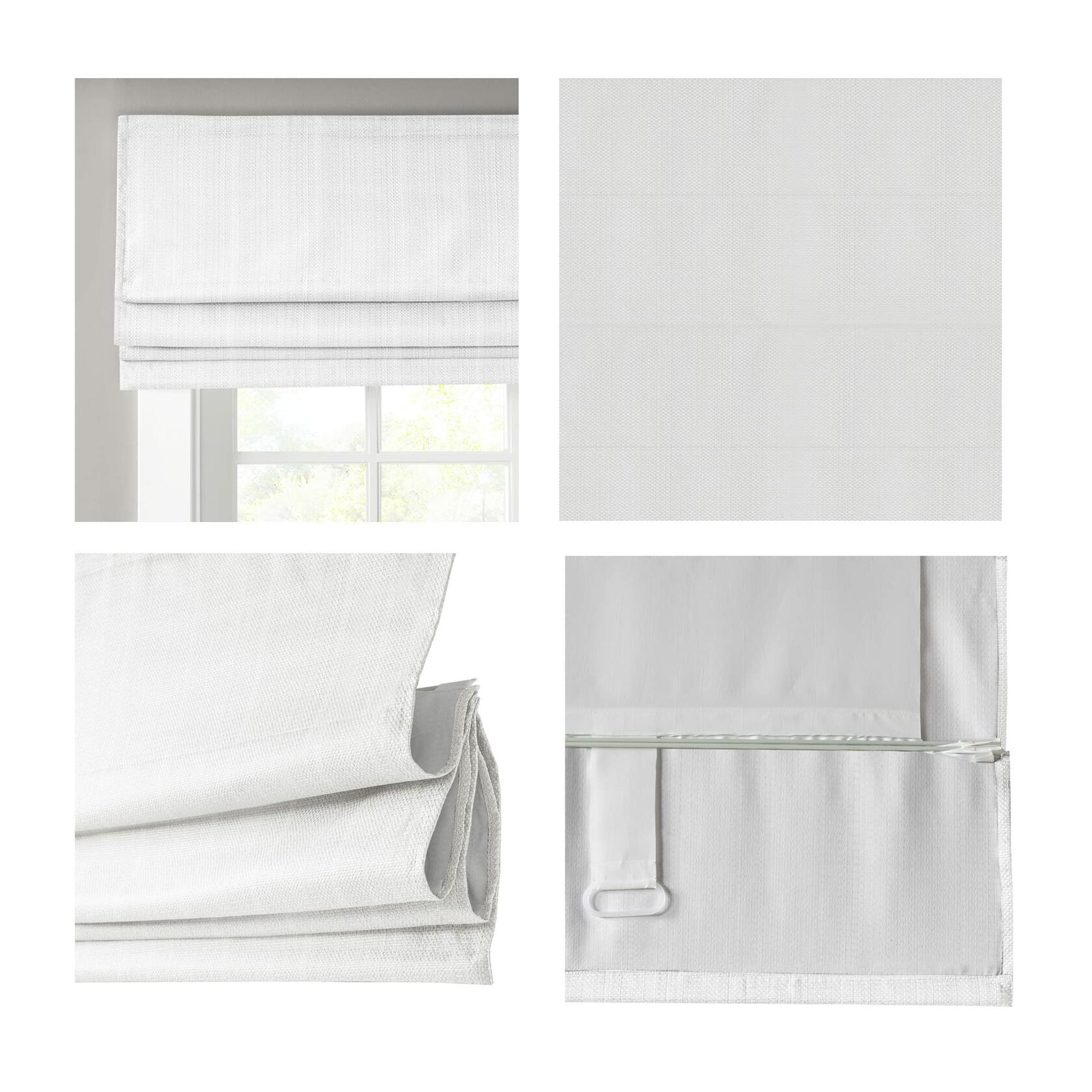 Madison Park Galen Cordless Roman Shade, 27" W x 64" H, White – 100% Blackout, Thermal Insulated, Energy Efficient Window Blind with Subtle Sheen Basketweave Fabric for Privacy