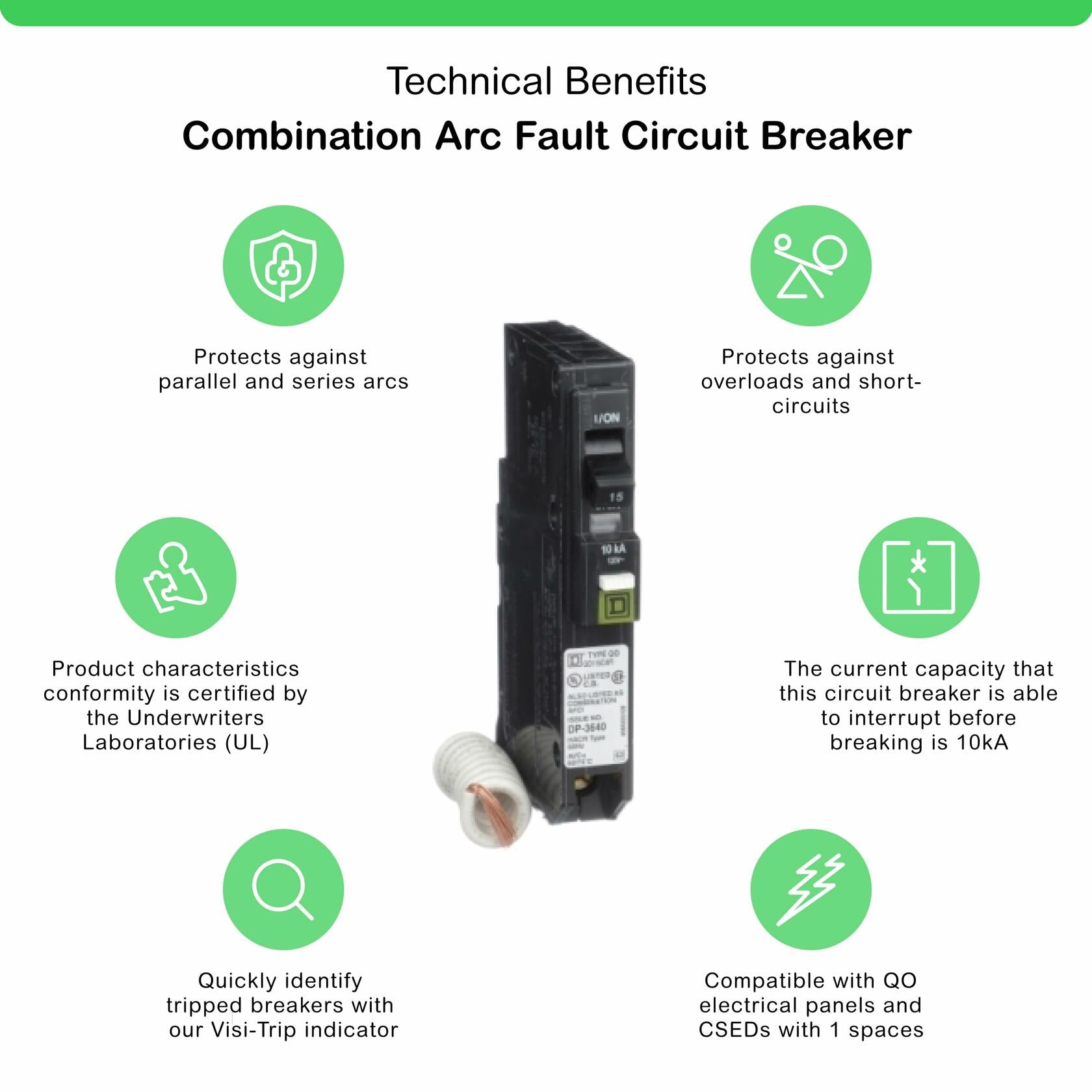 Square D by Schneider Electric Square D - QO115CAFI QO15A Arc Fault Breaker, Black