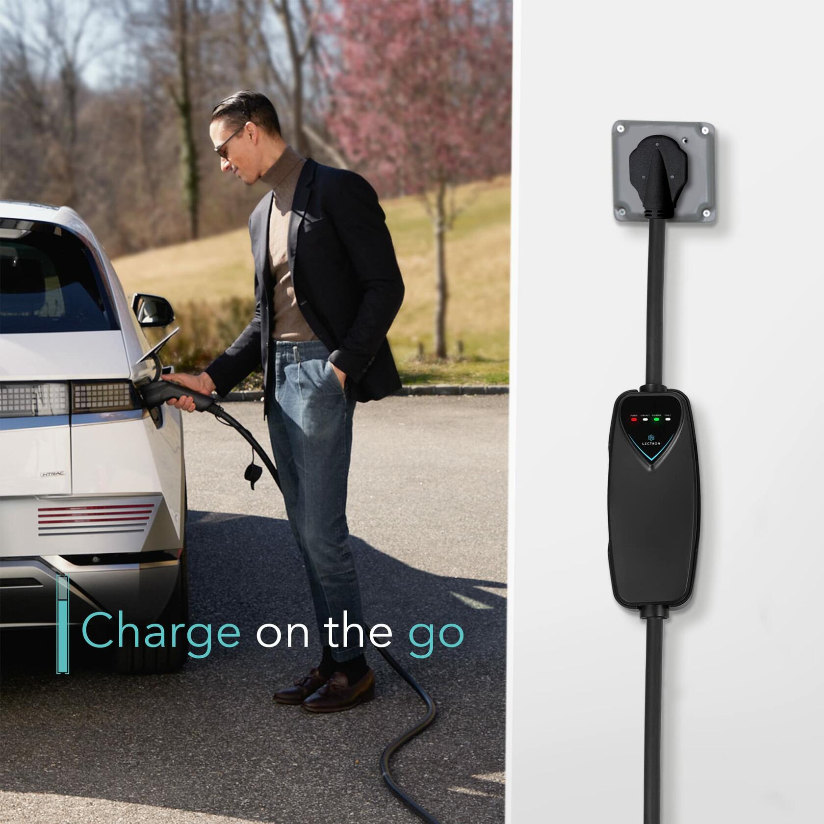 Lectron Level 2 EV Charger - ETL Certified, 240V, 40 Amp, NEMA 14-50 Plug, 16 ft Extension Cord & J1772 Cable- Portable Electric Car Charger for J1772 EVs and Plug-in Hybrid Vehicles