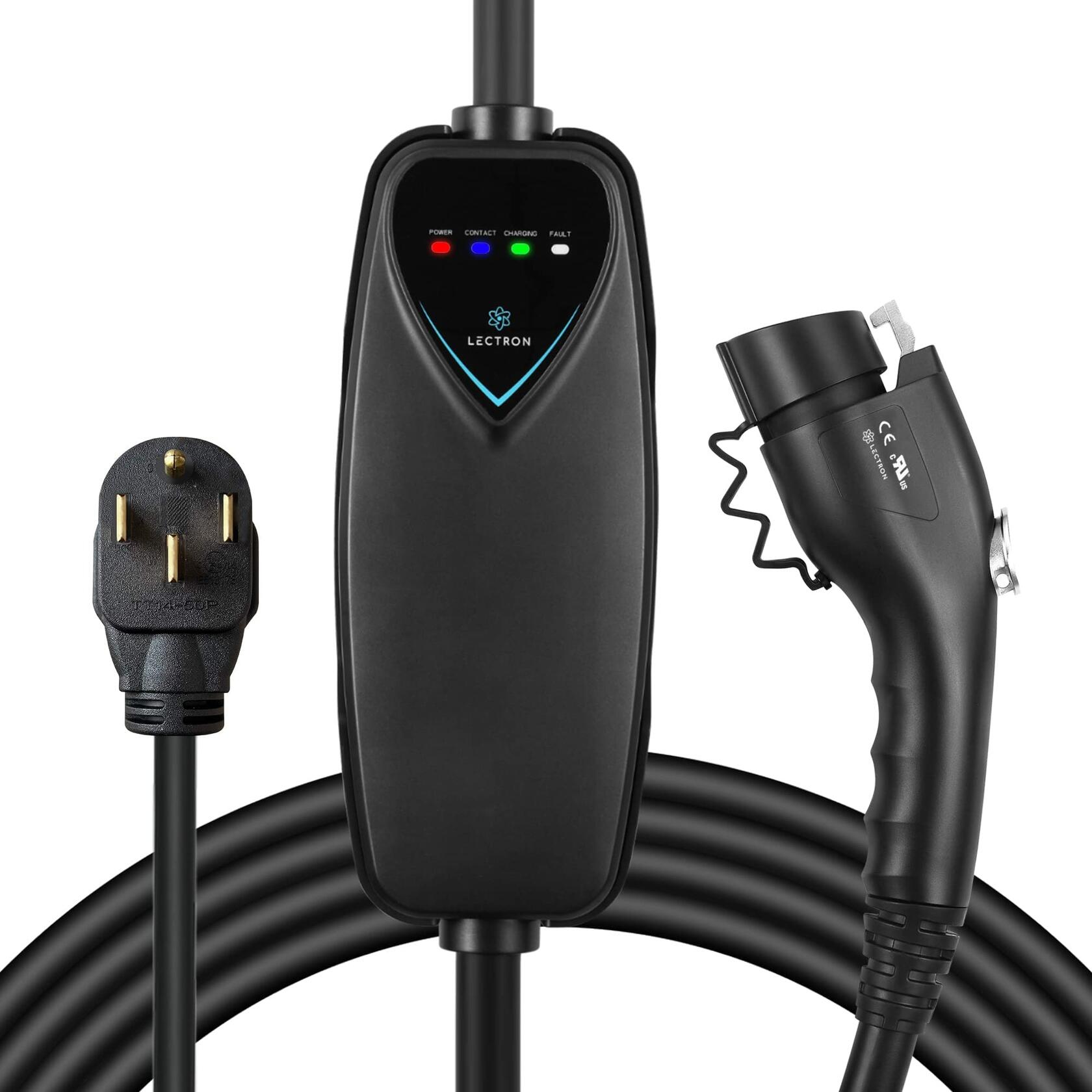 Lectron Level 2 EV Charger - ETL Certified, 240V, 40 Amp, NEMA 14-50 Plug, 16 ft Extension Cord & J1772 Cable- Portable Electric Car Charger for J1772 EVs and Plug-in Hybrid Vehicles