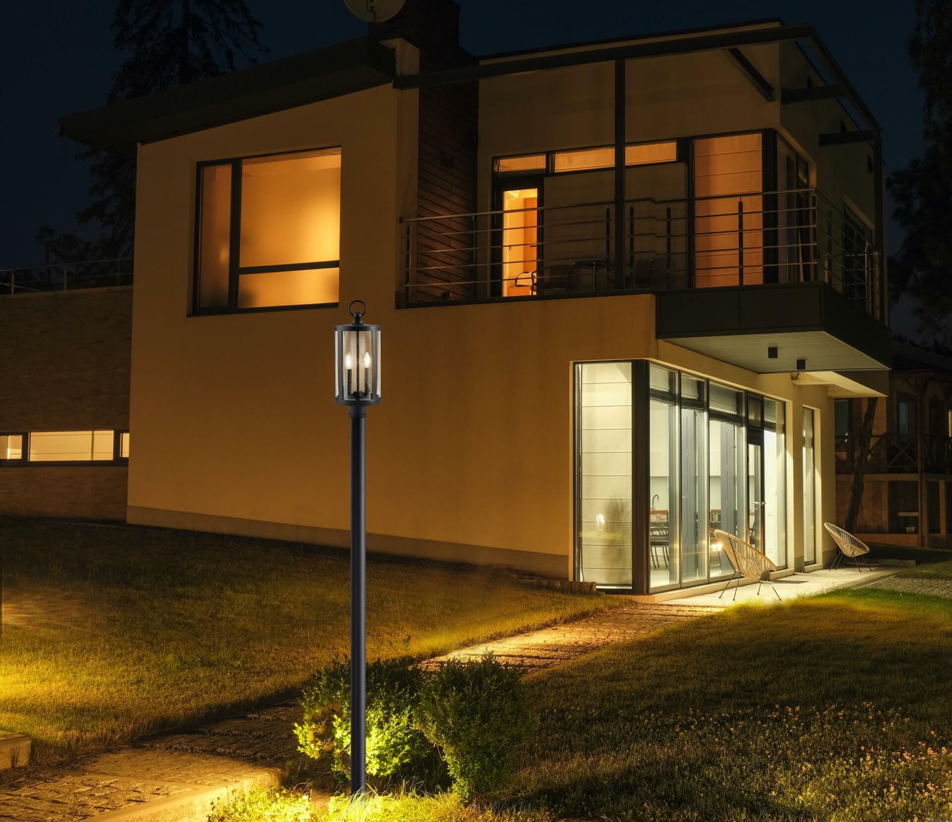 Nuvo Lighting 60711-2 Light 120 volt Matte Black Post Top Lantern (BROADSTONE 2 LT POST TOP (60-8114))