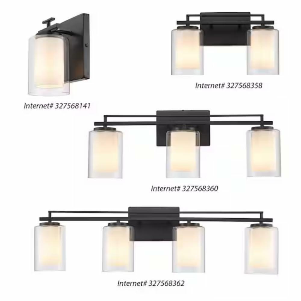 TRANS GLOBE 22484 BK I Lisbon Collection 32 Inch Four-Light Bathroom Vanity - in a Black Finish | Metal Housing I Clear & Frosted Shades I Modern Contemporary Light Fixture |