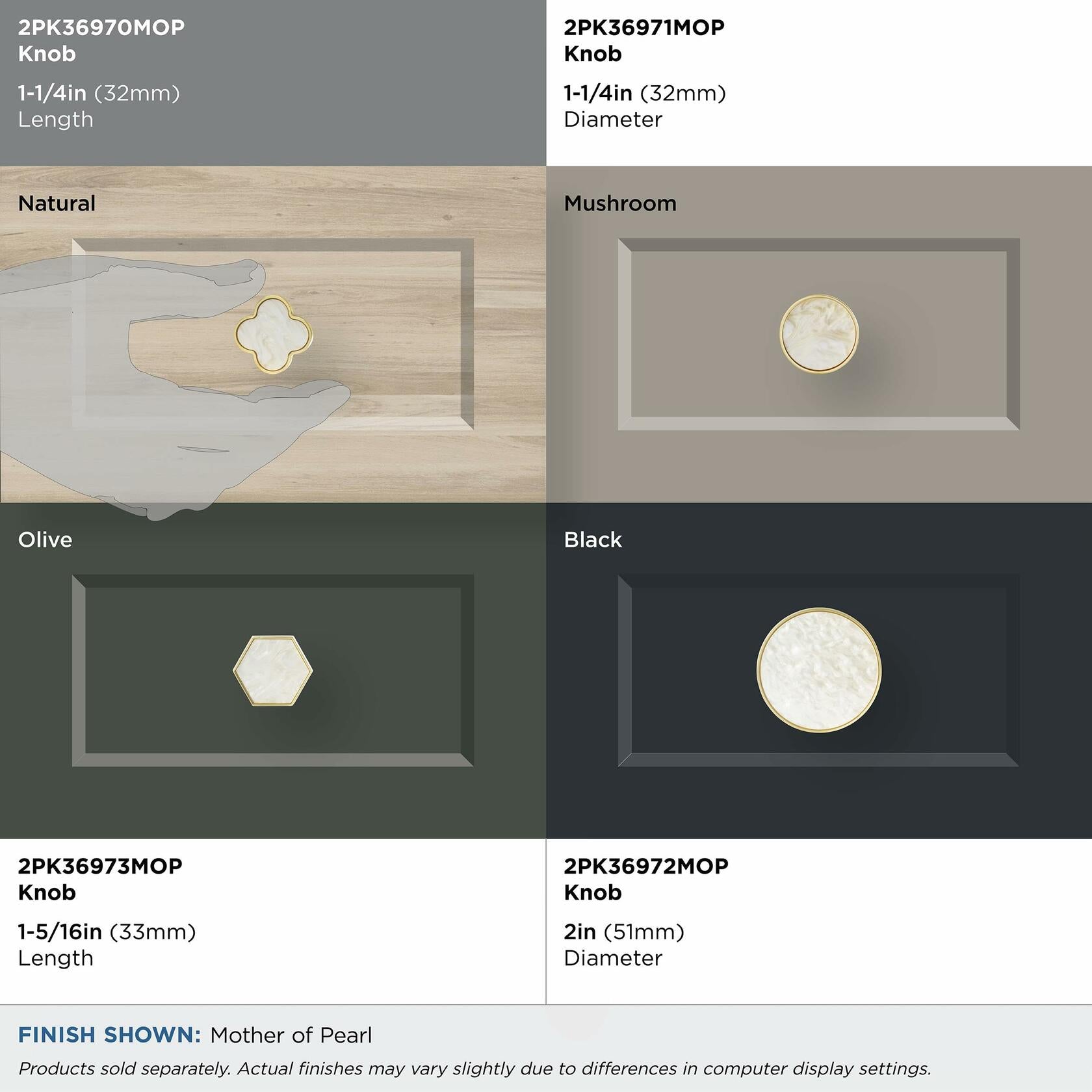 Amerock 2PK36970MOP Accents Clover Cabinet Knob | Furniture Knob | 1-1/4 inch (32mm) Length Gold/Mother of Pearl Decorative Drawer Pull