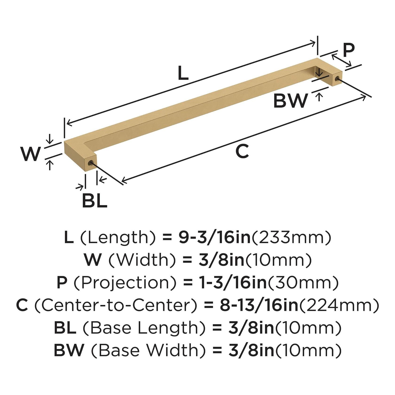 Amerock | Cabinet Pull | Champagne Bronze | 8-13/16 inch (224 mm) Center-to-Center | Monument | 1 Pack | Drawer Pull | Cabinet Handle | Cabinet Hardware