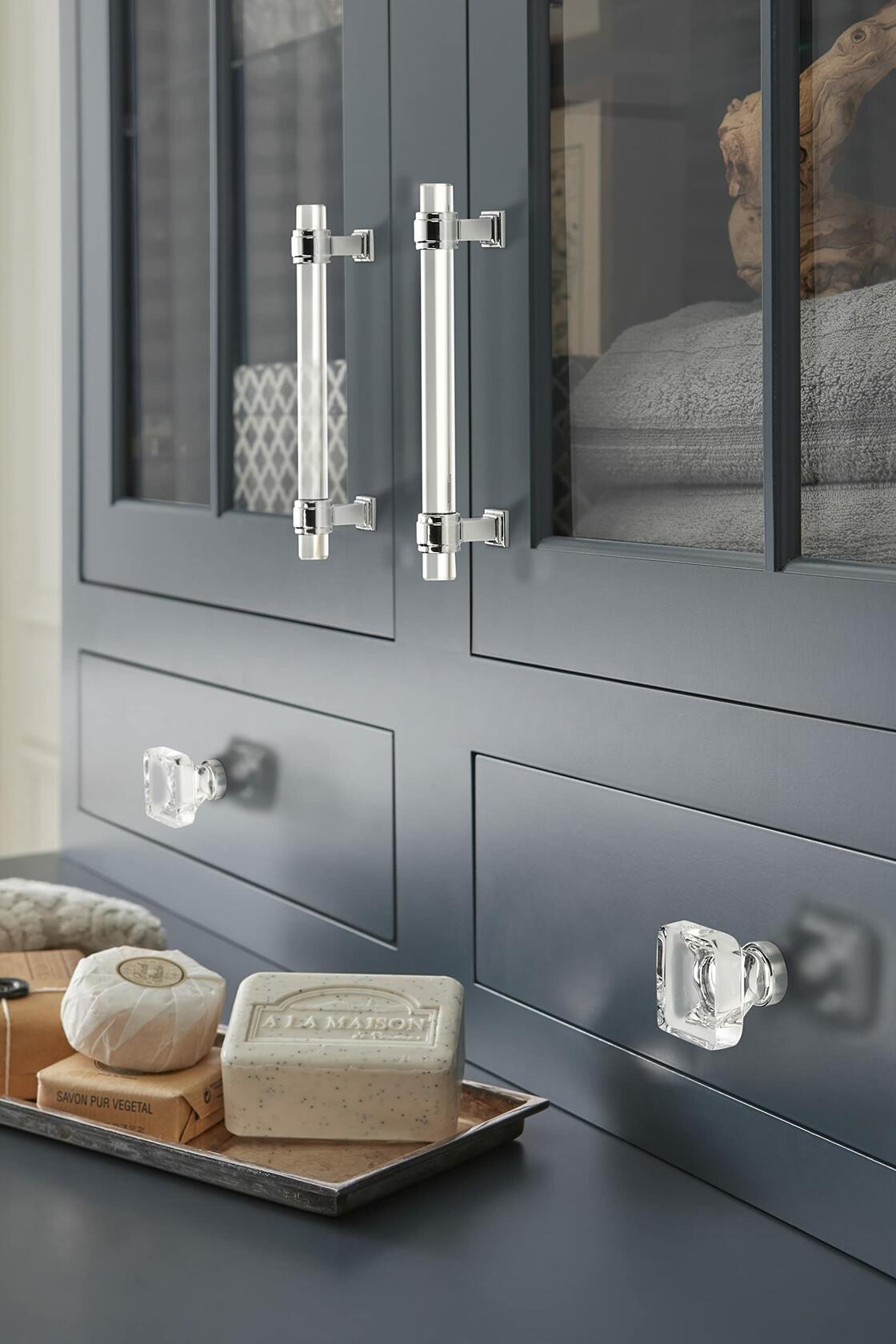 Amerock US title : Amerock | Cabinet Knob | Clear/Polished Chrome | 1-3/8 inch (35 mm) Length | Glacio | 1 Pack | Drawer Knob | Cabinet Hardware| Aluminum, Glass