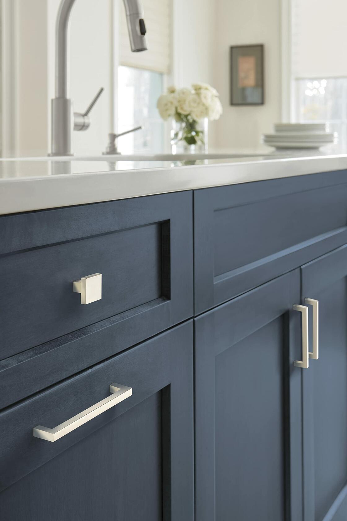 Amerock | Cabinet Pull | Polished Nickel | 5-1/16 inch (128 mm) Center to Center | Monument | 1 Pack | Drawer Pull | Drawer Handle | Cabinet Hardware
