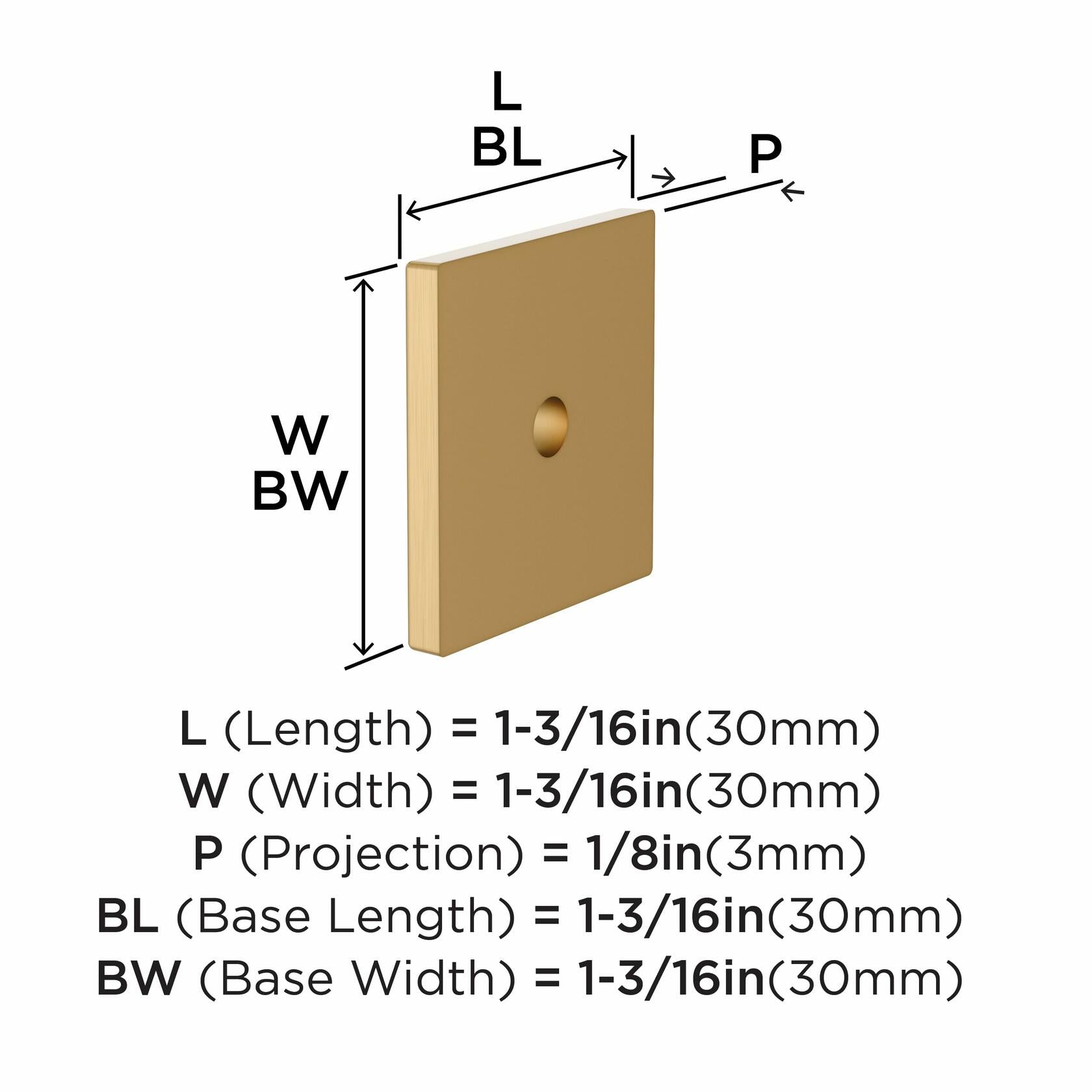 Amerock Ladera 1-3/16 inch (30mm) Length Square Champagne Bronze Cabinet Knob Backplate, BP37760CZ