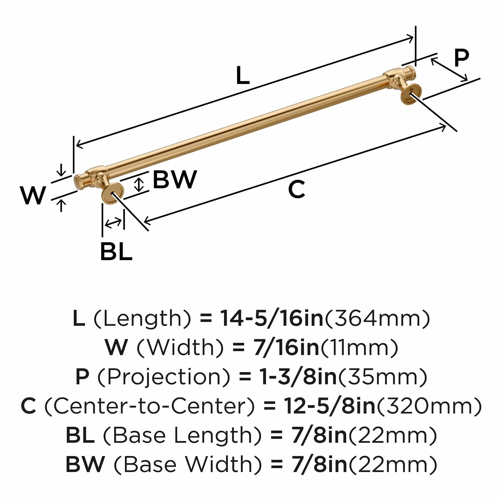 Amerock Winsome 12-5/8 inch (320mm) Center-to-Center Champagne Bronze Cabinet Pull, BP36773CZ