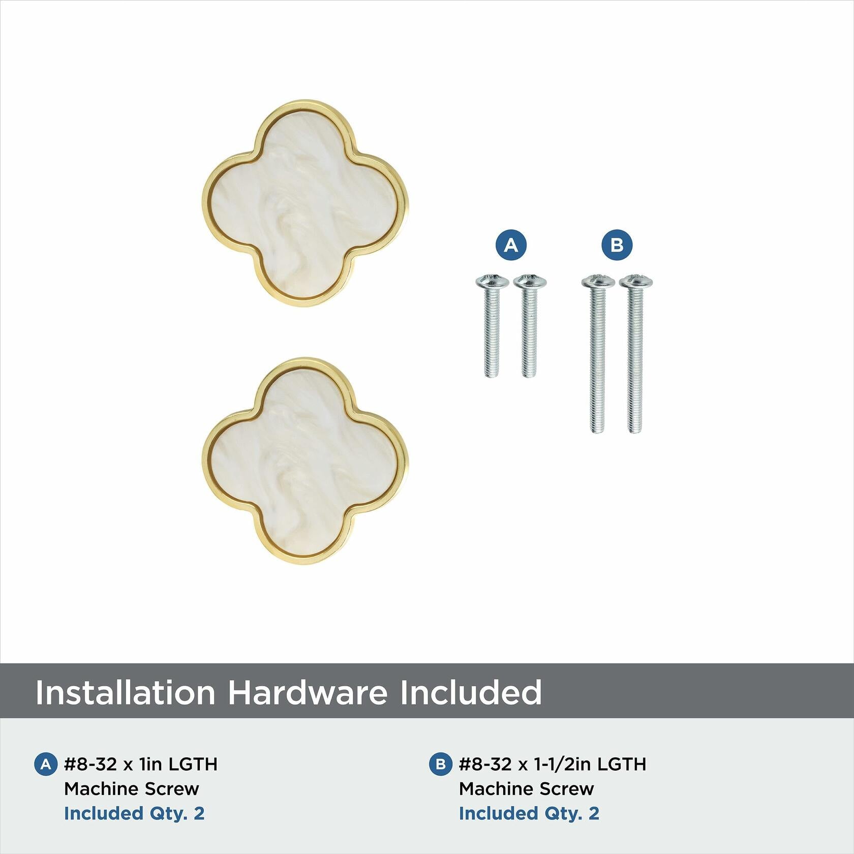 Amerock 2PK36970MOP Accents Clover Cabinet Knob | Furniture Knob | 1-1/4 inch (32mm) Length Gold/Mother of Pearl Decorative Drawer Pull