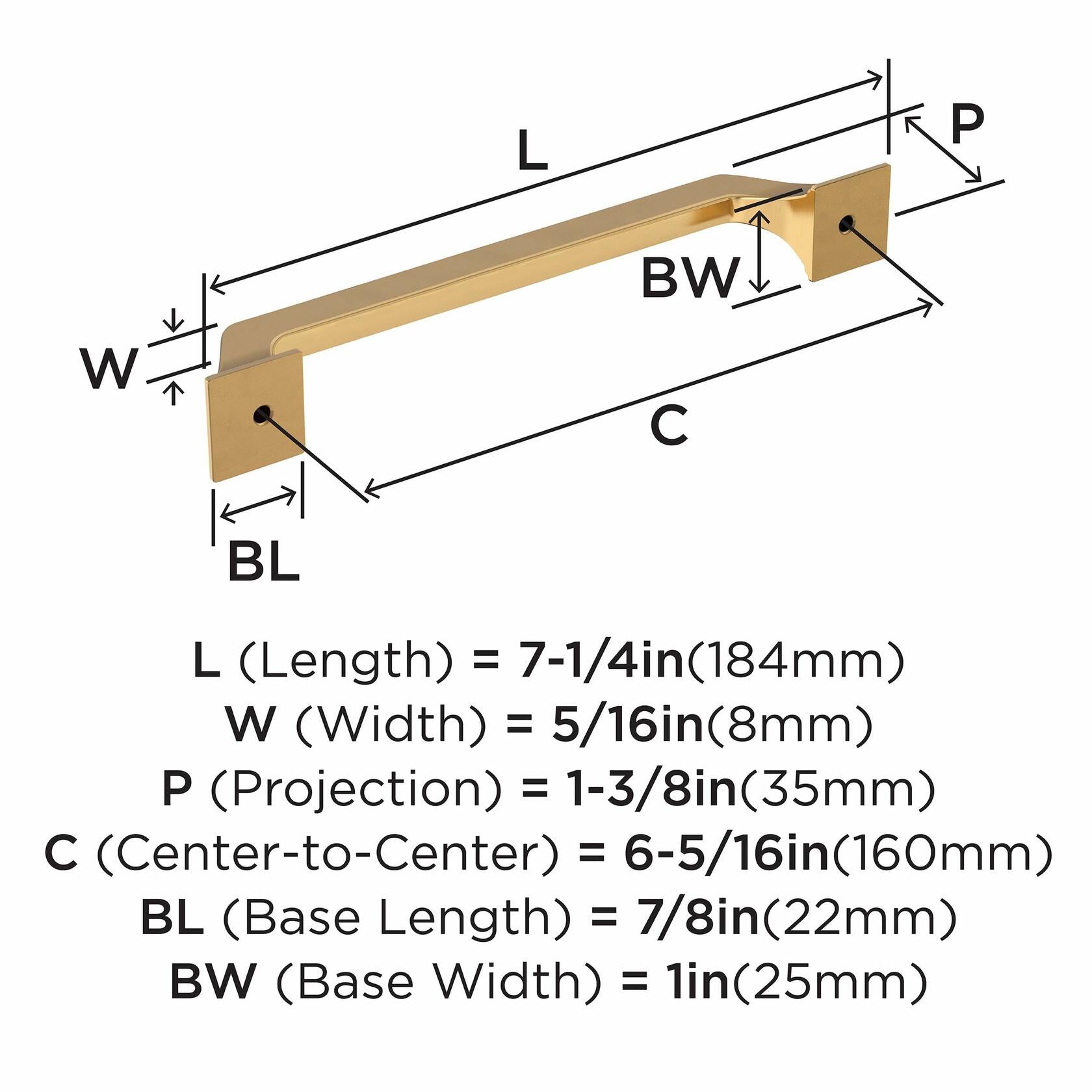Amerock | Cabinet Pull | Champagne Bronze | 6-5/16 inch (160 mm) Center-to-Center | Exceed | 1 Pack | Drawer Pull | Cabinet Handle | Cabinet Hardware