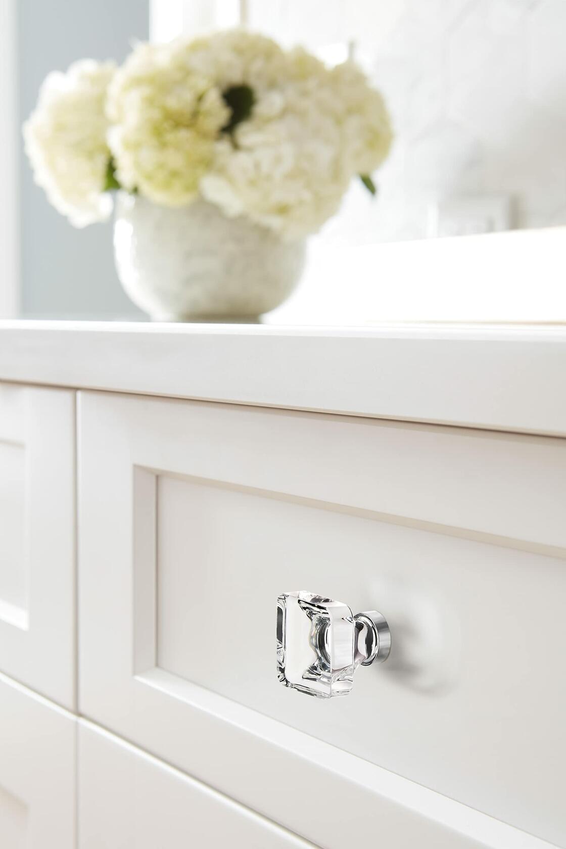 Amerock US title : Amerock | Cabinet Knob | Clear/Polished Chrome | 1-3/8 inch (35 mm) Length | Glacio | 1 Pack | Drawer Knob | Cabinet Hardware| Aluminum, Glass