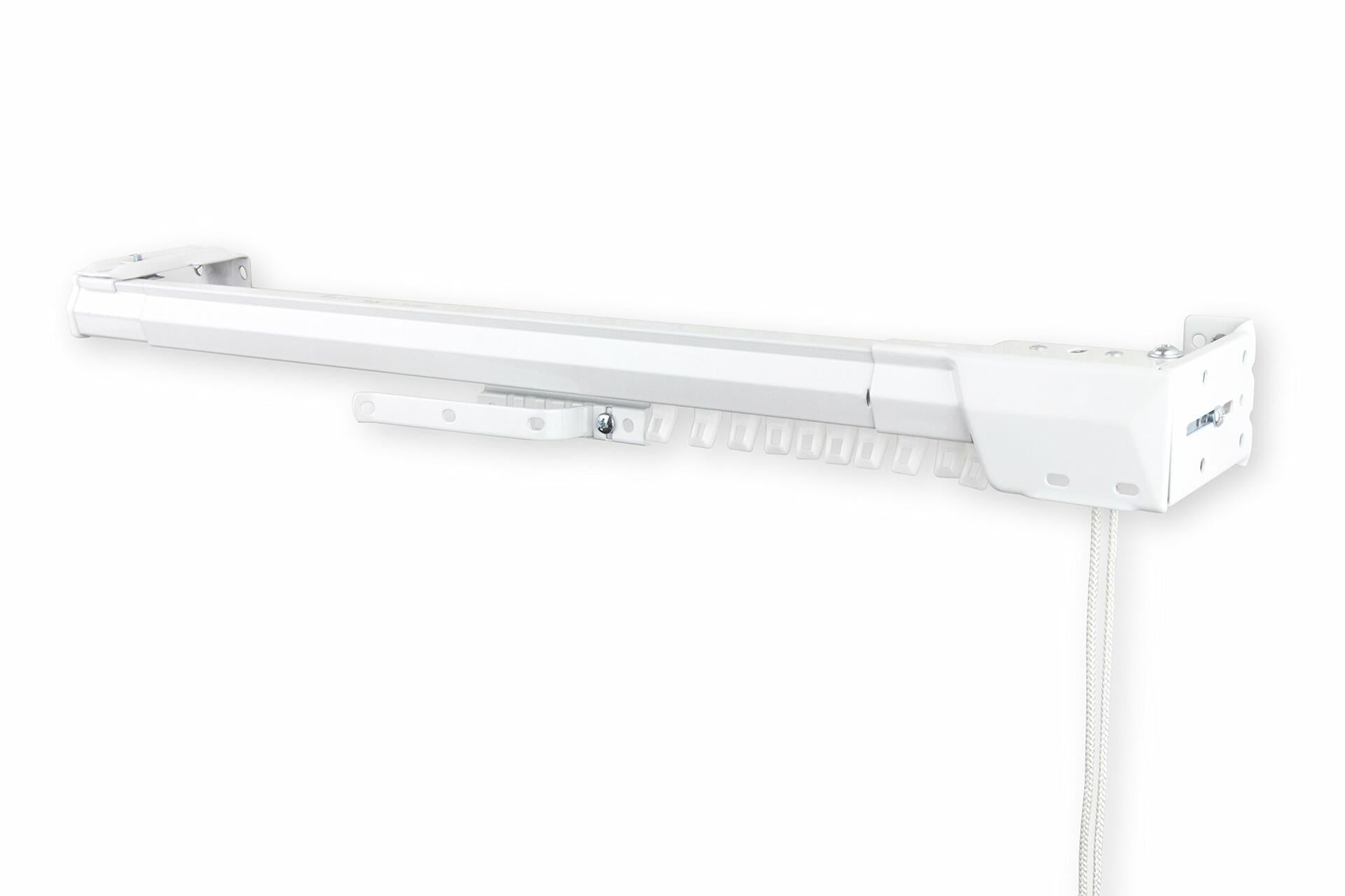 White Traverse Heavy Duty Single Rod One Way Cord Right Size: 48" - 84" W