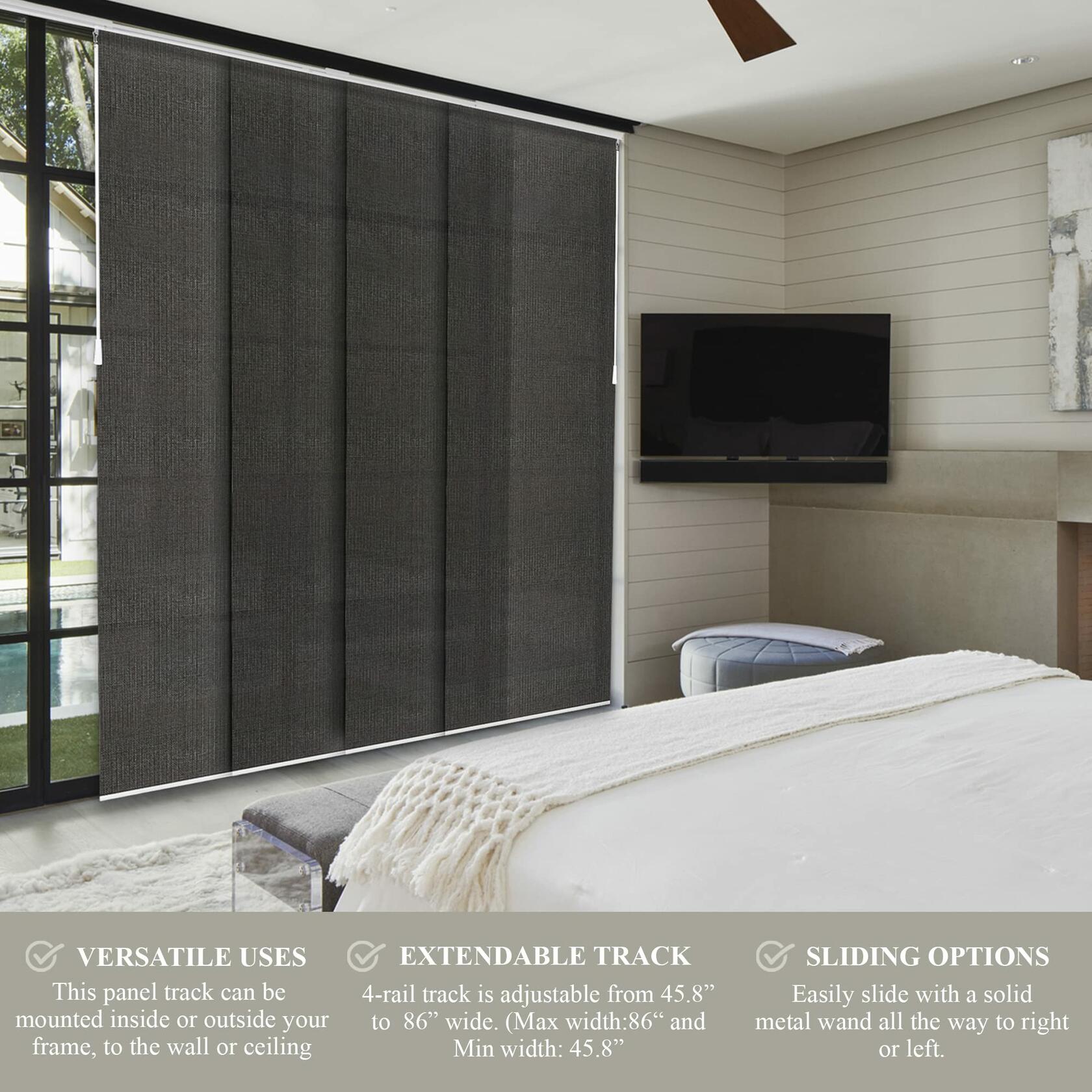 CHICOLOGY Room Divider , Vertical Blinds , Door Blinds ,Blinds for Sliding Glass Doors , Temporary Wall , Closet Curtain , Room Door, Ballroom Grey (Light Filtering) W:46-86 x H:Up-to 96 inches