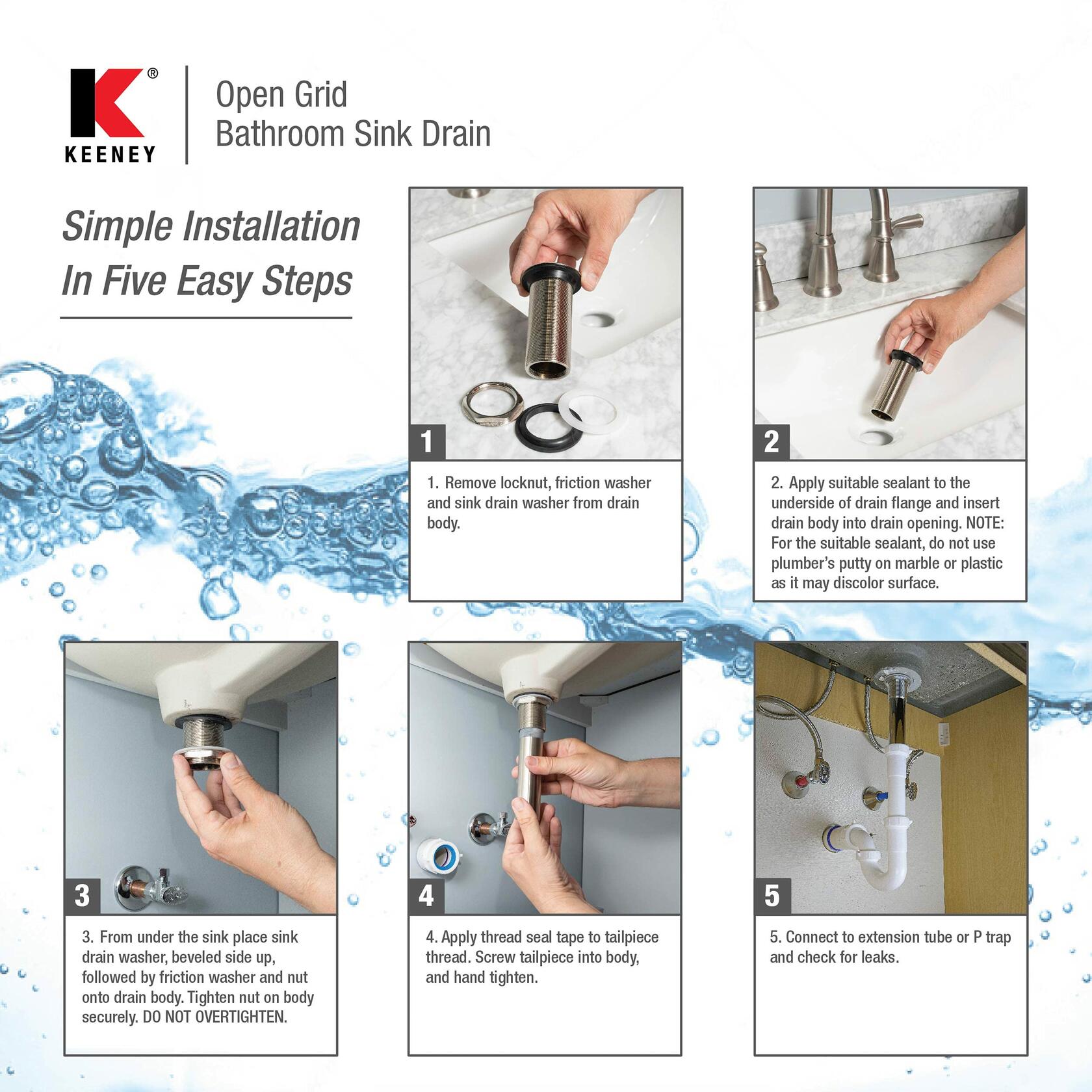 Keeney K820-74BRZ Universal Open Grid Bathroom Sink Drain Without Overflow - Oil Rubbed Bronze