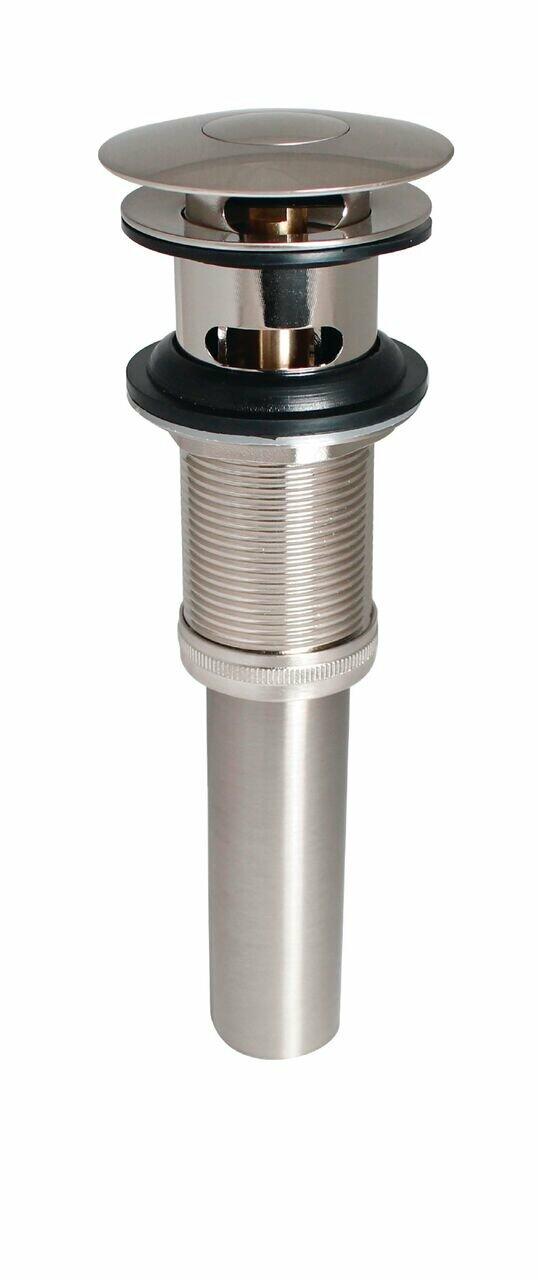 Keeney Universal Button Bathroom Sink Drain with Overflow, Brushed Nickel