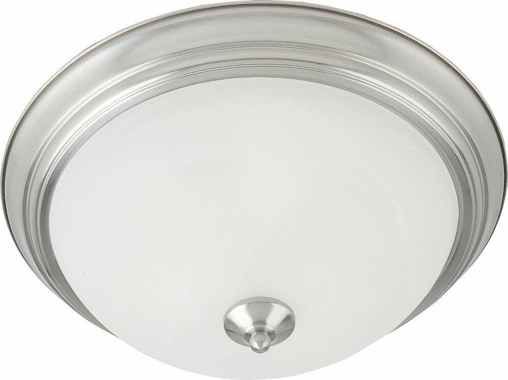 Maxim Essentials 583X 2 Light 13.5 Inch Wide Transitional Flush Mount with Satin Nickel Finish and Marble Glass