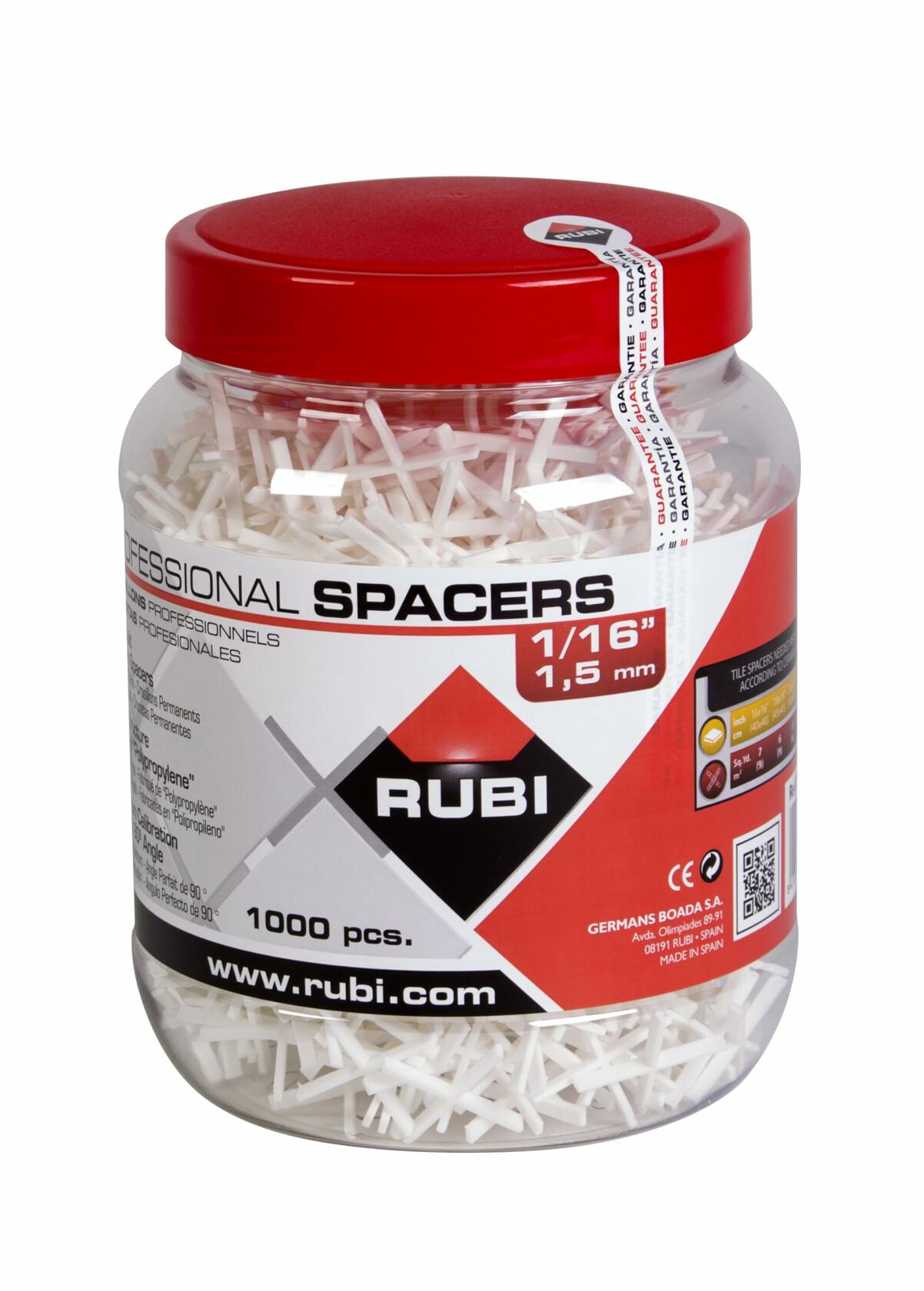 Tile Spacer 1/16" (1,5mm) Jar 1000 Pieces for Precise Wall & Floor Tile Installation | High-Quality, Impurity-Free Material for Minimal Joints