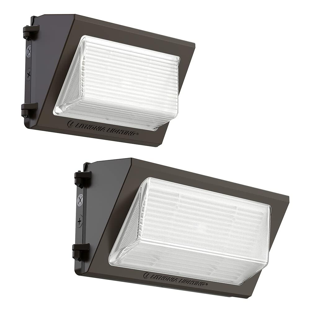 Lithonia Lighting 17" LED Wall Pack Outdoor Light Fixture, 3-Way Selectable CCT 3000K/4000K/5000K, Adjustable Lumens, Dusk to Dawn Photocell, UVOLT, Bronze (TWR2 LED ALO SWW2 UVOLT PE DDBTXD)