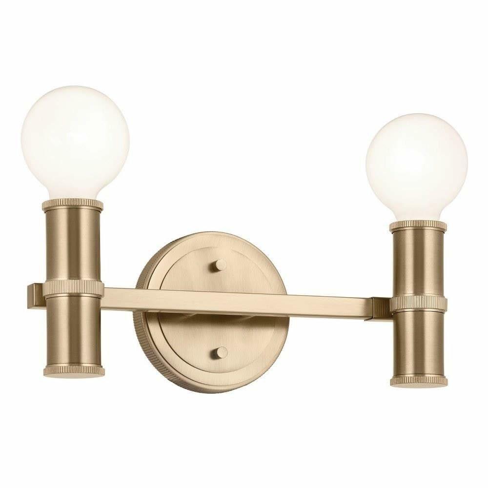 KICHLER Torche 2-Light Vanity Light, Modern Light in Champagne Bronze, Damp Rated, for Entryway, Fireplace, Bed, Vanity, Hallway, Jack and Jill Layout (13" x 5"), 55158CPZ