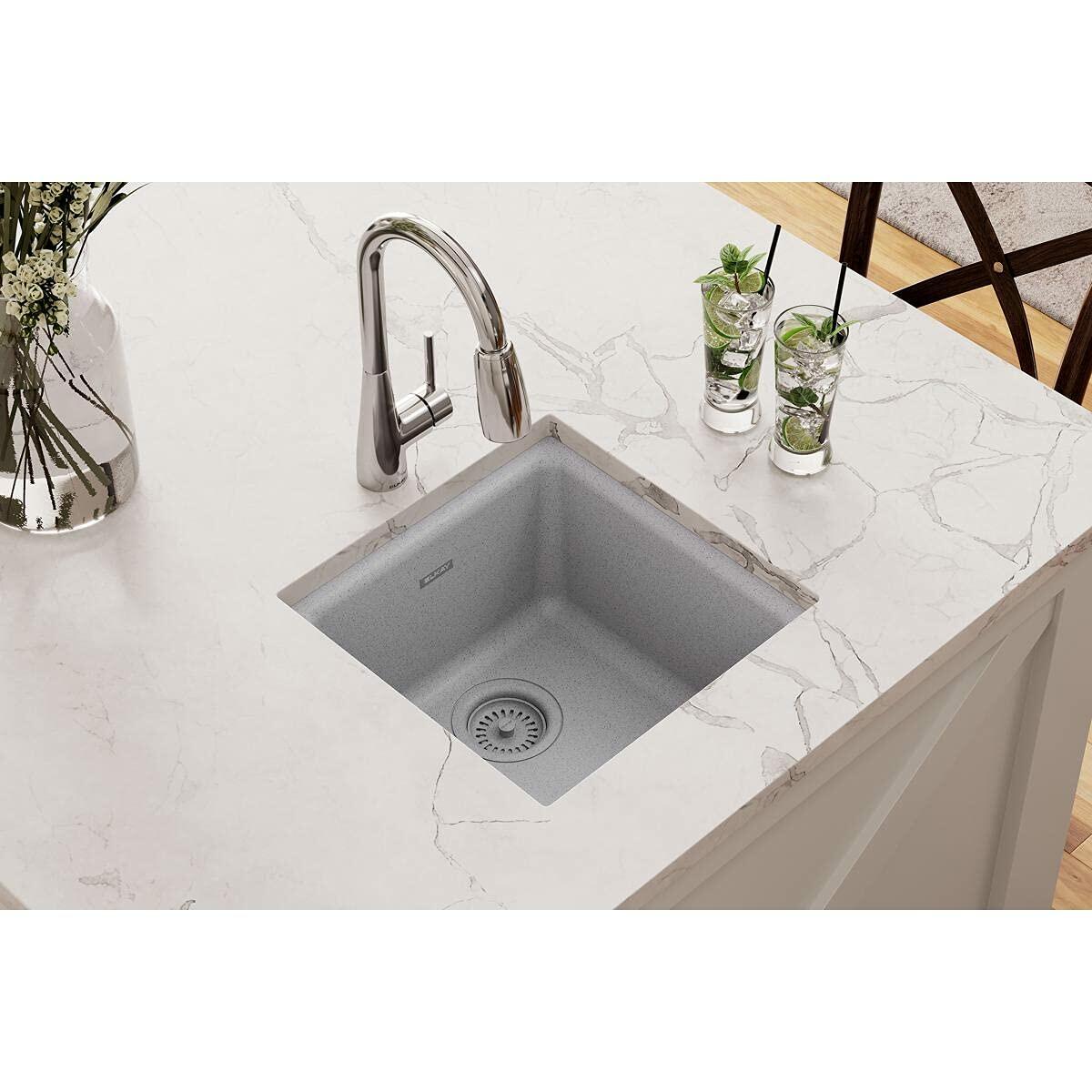 Elkay Quartz Classic ELG1616GS0 Greystone Single Bowl Dual Mount Bar Sink