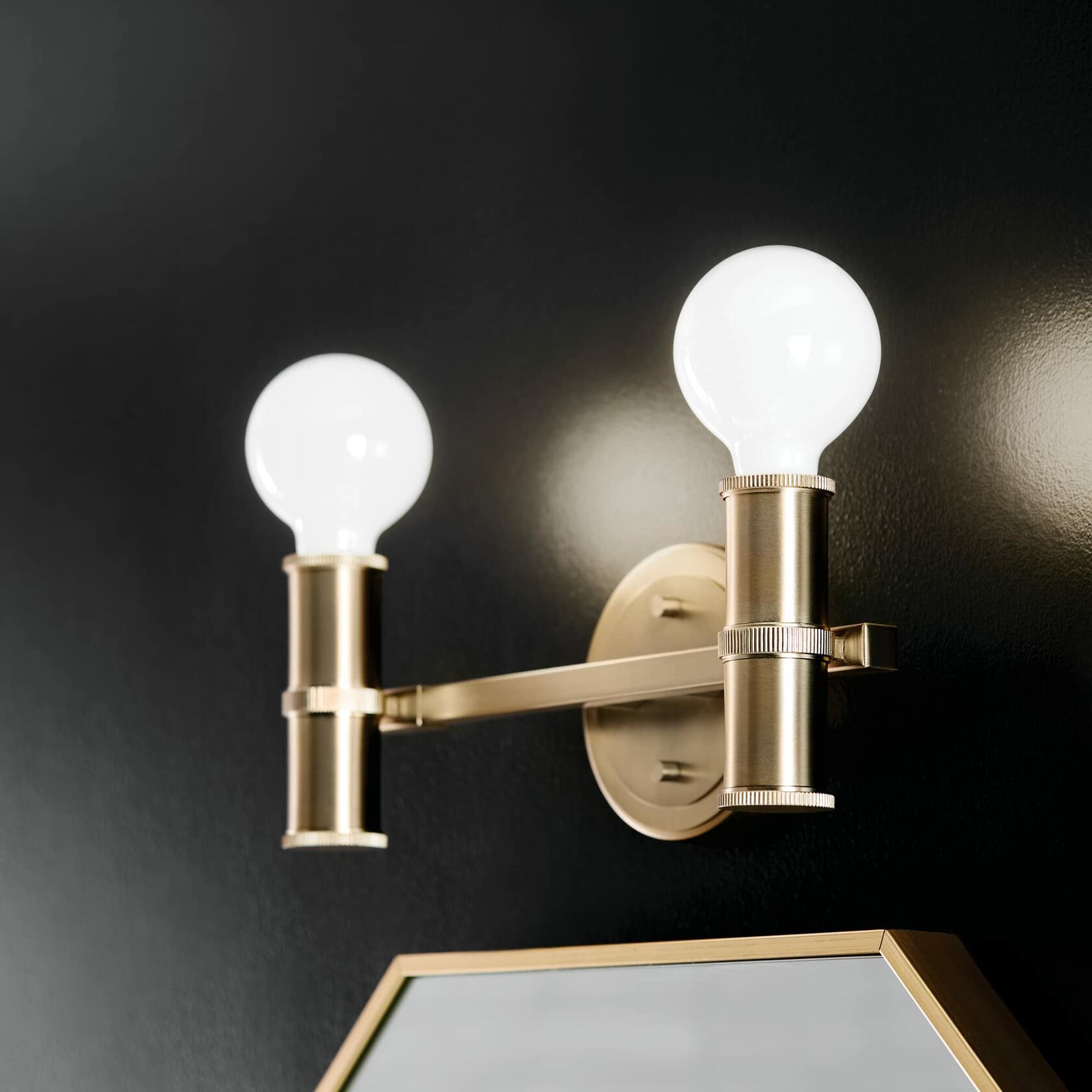 KICHLER Torche 2-Light Vanity Light, Modern Light in Champagne Bronze, Damp Rated, for Entryway, Fireplace, Bed, Vanity, Hallway, Jack and Jill Layout (13" x 5"), 55158CPZ