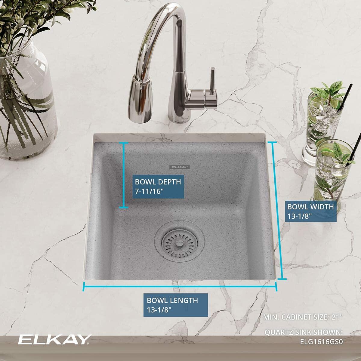 Elkay Quartz Classic ELG1616GS0 Greystone Single Bowl Dual Mount Bar Sink