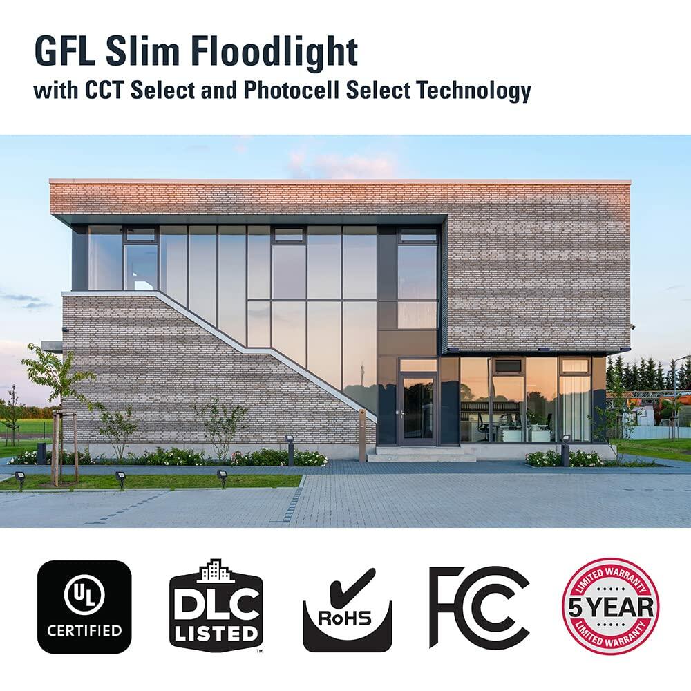 HALO Outdoor Integrated LED Large Floodlight, Bronze Finish, Selectable CCT 3000/4000/5000K, 10000 Max lumens, Dusk to Dawn