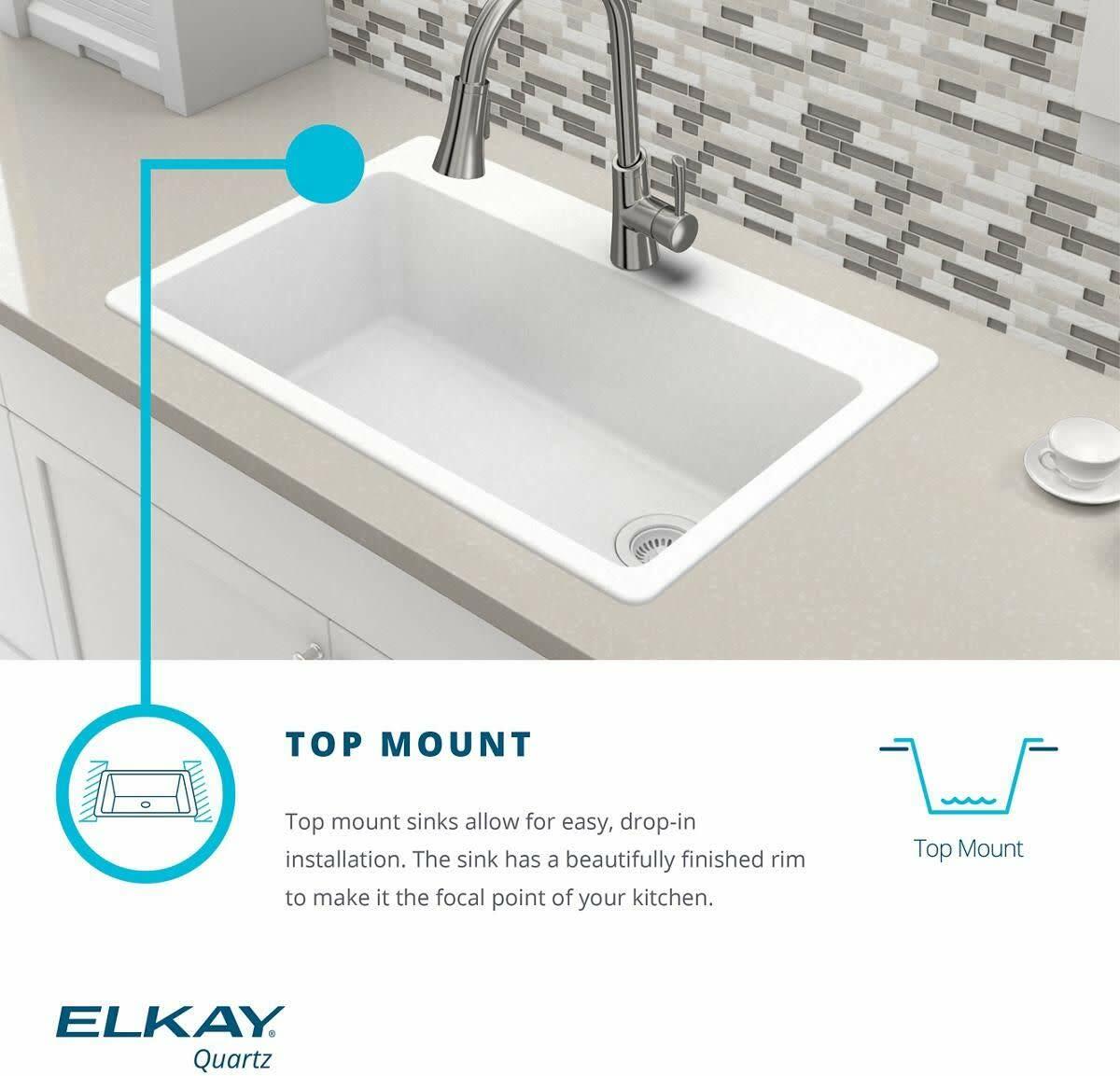 Elkay Quartz Classic ELG1616GS0 Greystone Single Bowl Dual Mount Bar Sink