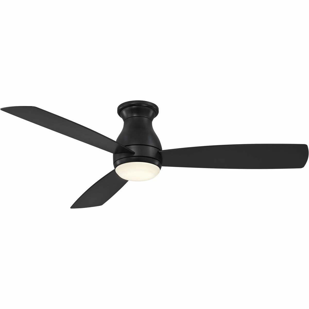 Fanimation Hugh 3 Blade Ceiling Fan 11.74 Inches Tall and 52 Inches Wide with Black Finish and Black Blades